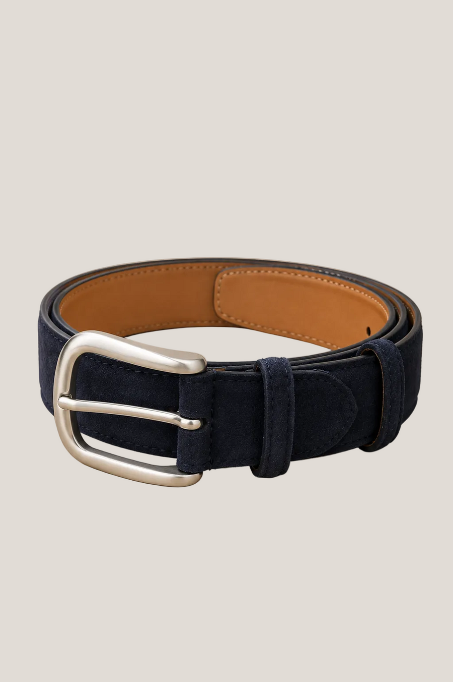 Navy Suede Leather Belt