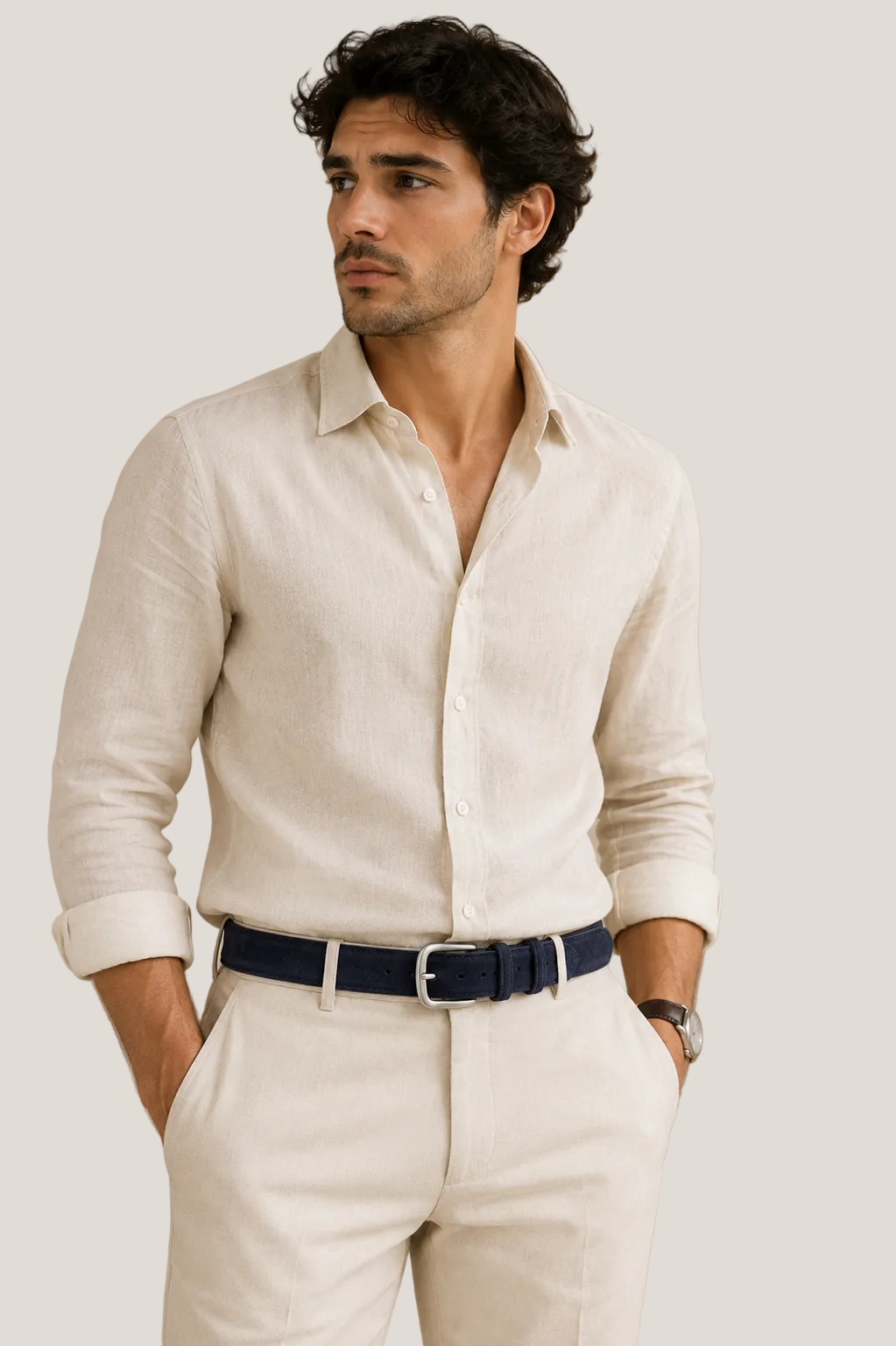 Navy Suede Leather Belt