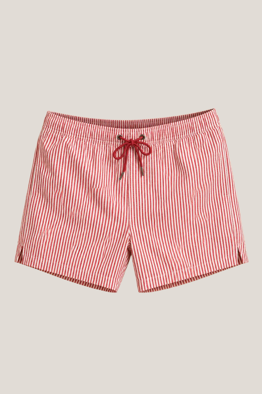 Red & White Striped Swim Shorts