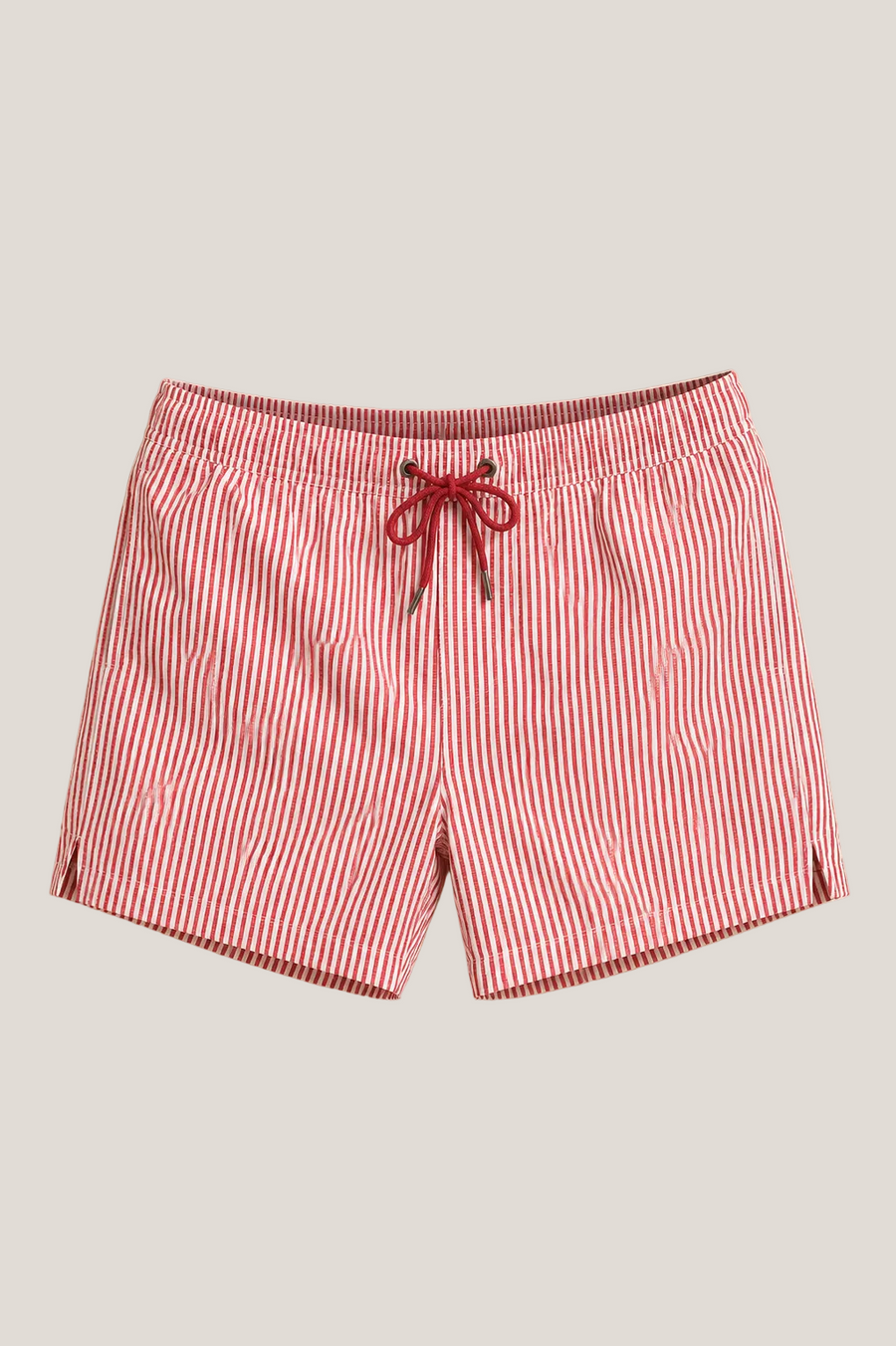 Red & White Striped Swim Shorts