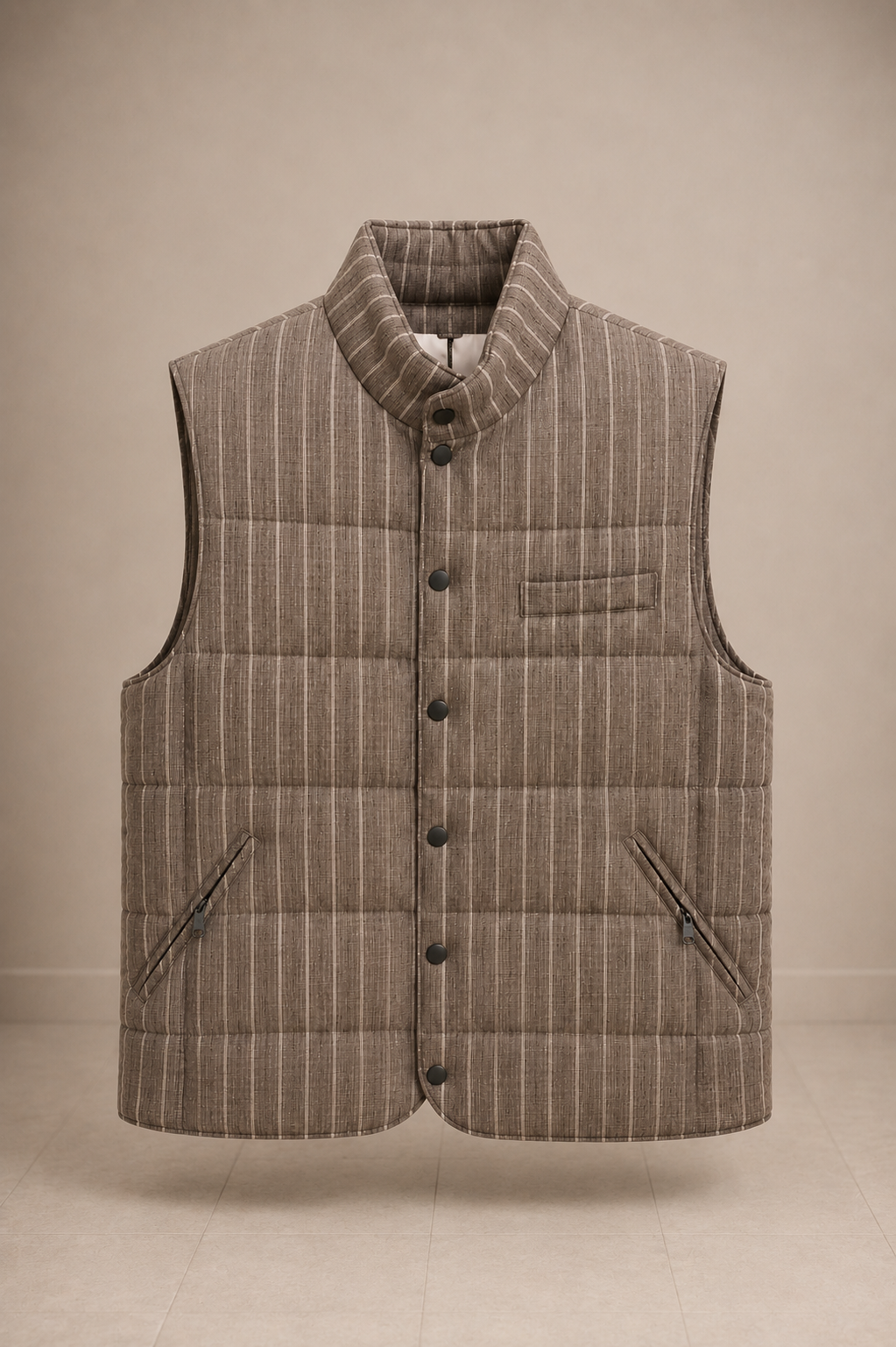 Linen Striped Quilted Vest