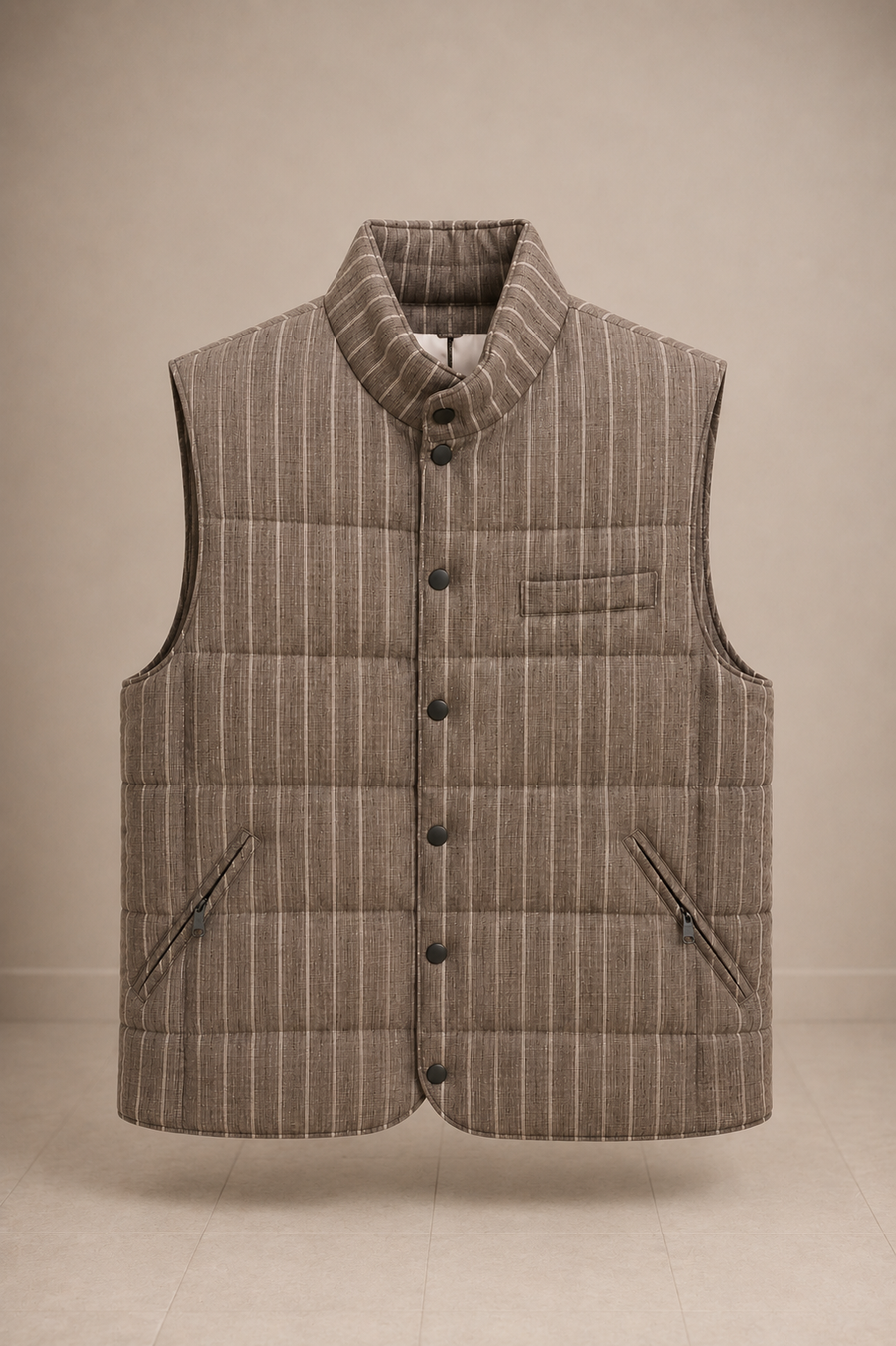 Linen Striped Quilted Vest