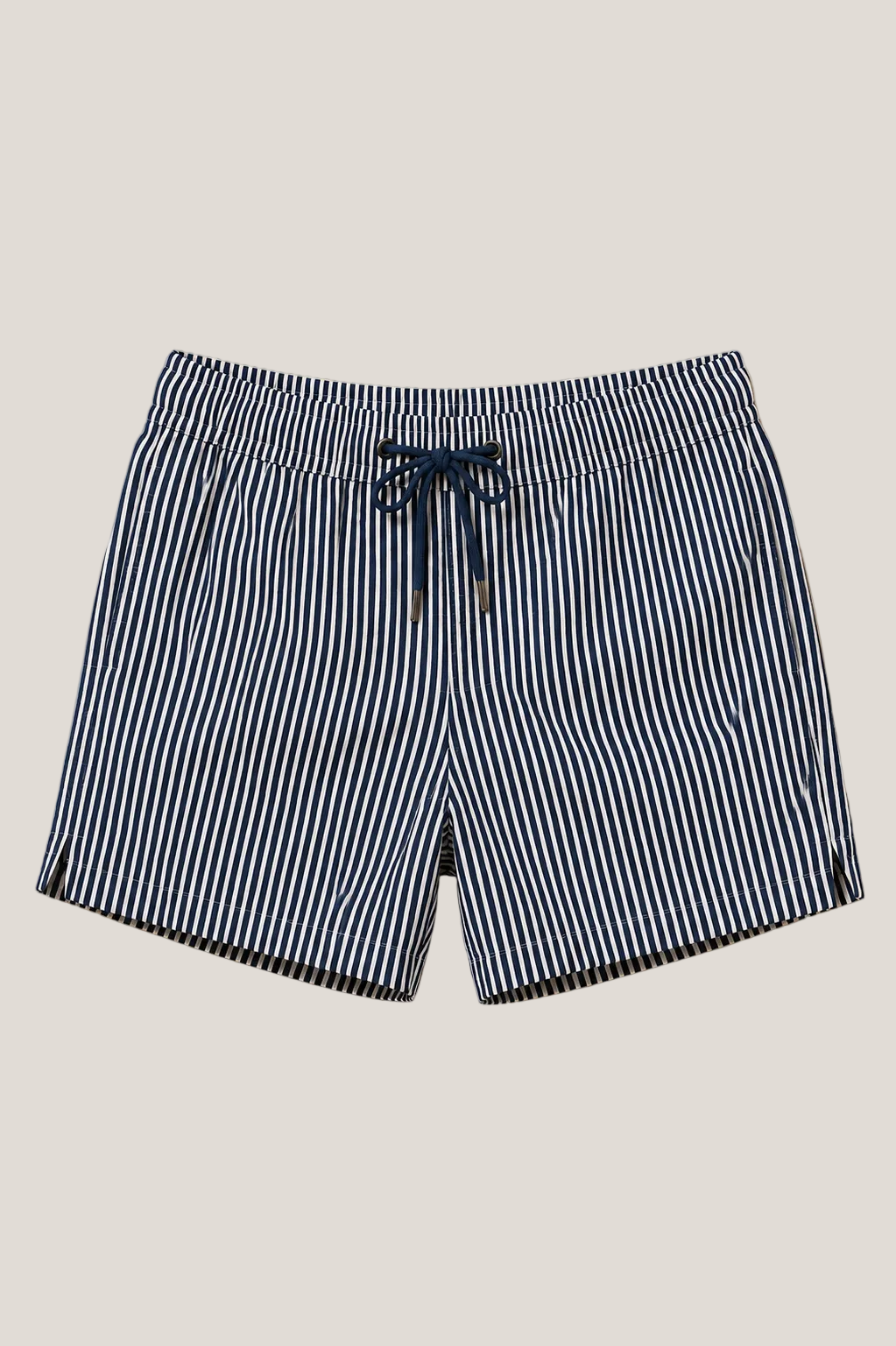 Navy & White Striped Swim Shorts