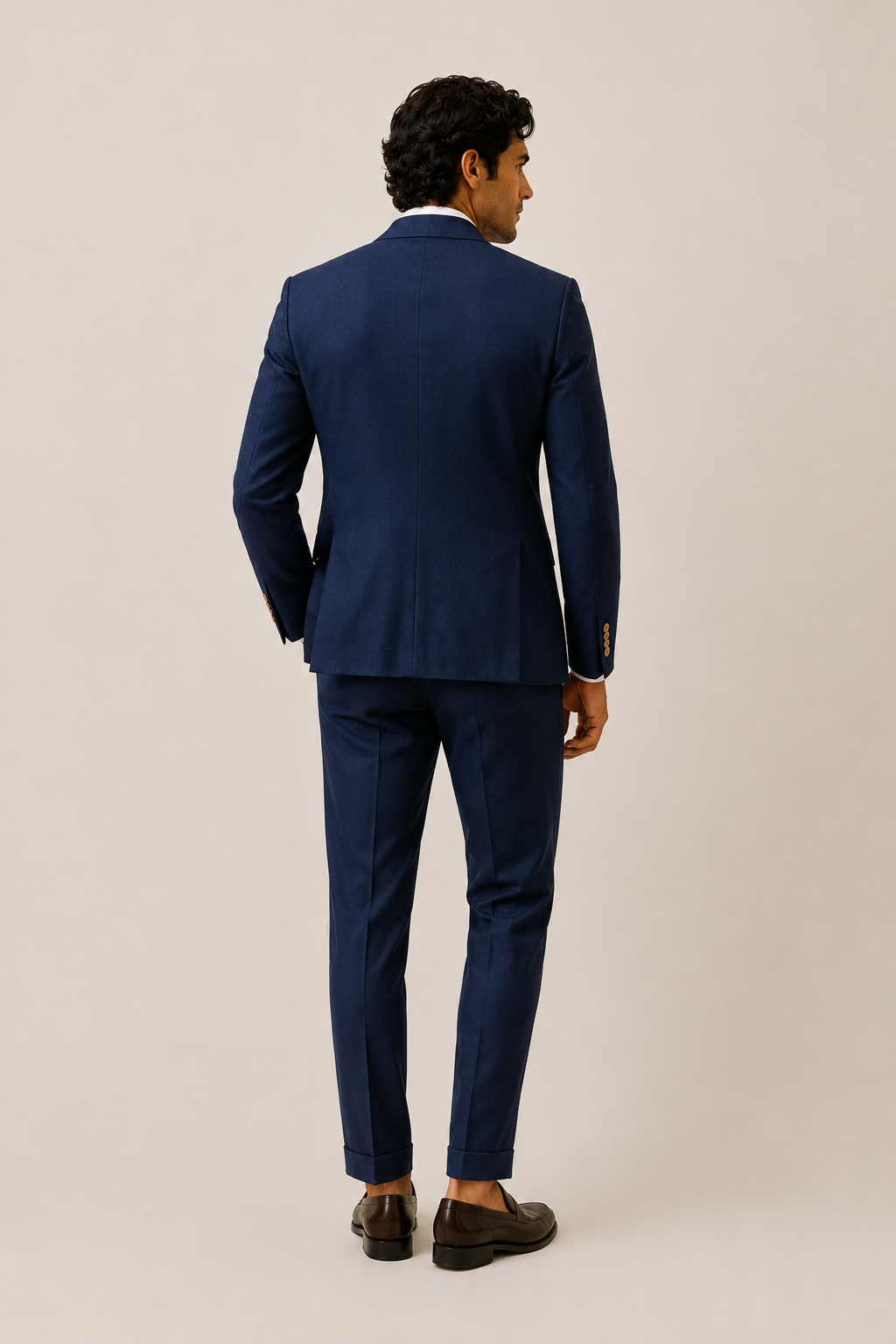 Navy Linen Blend Suit