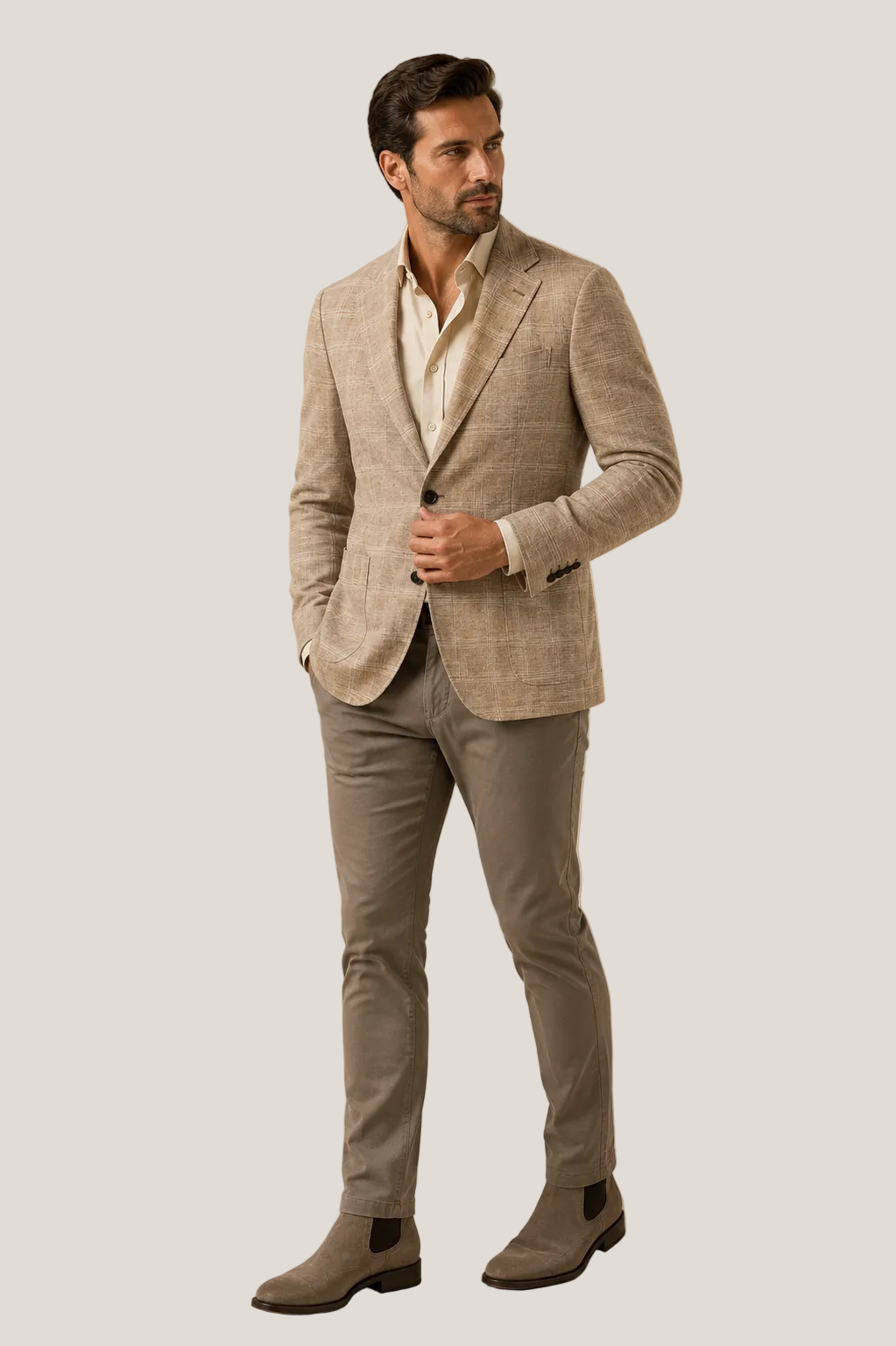 Beige Textured Sport Jacket