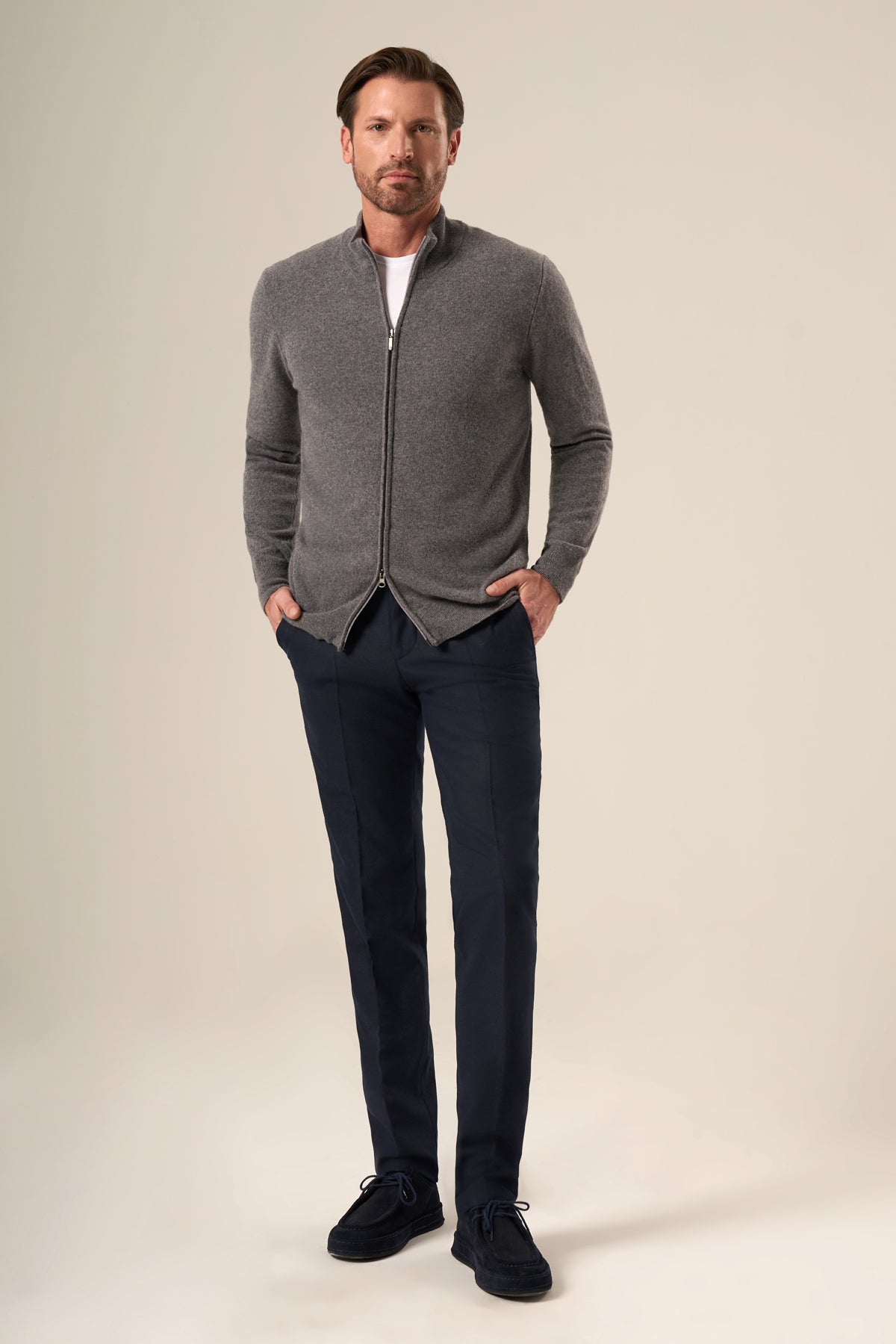 Men’s Wool-Cashmere Zip Cardigan
