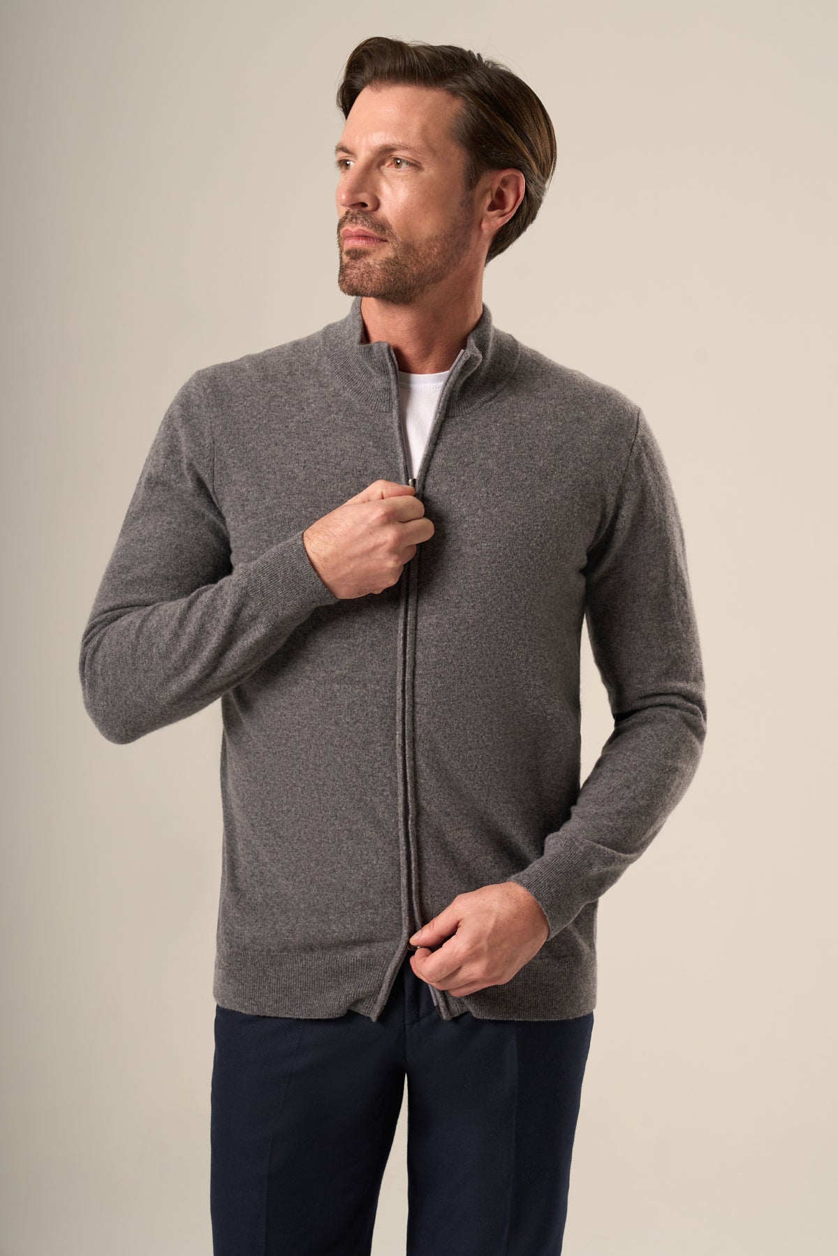 Men’s Wool-Cashmere Zip Cardigan