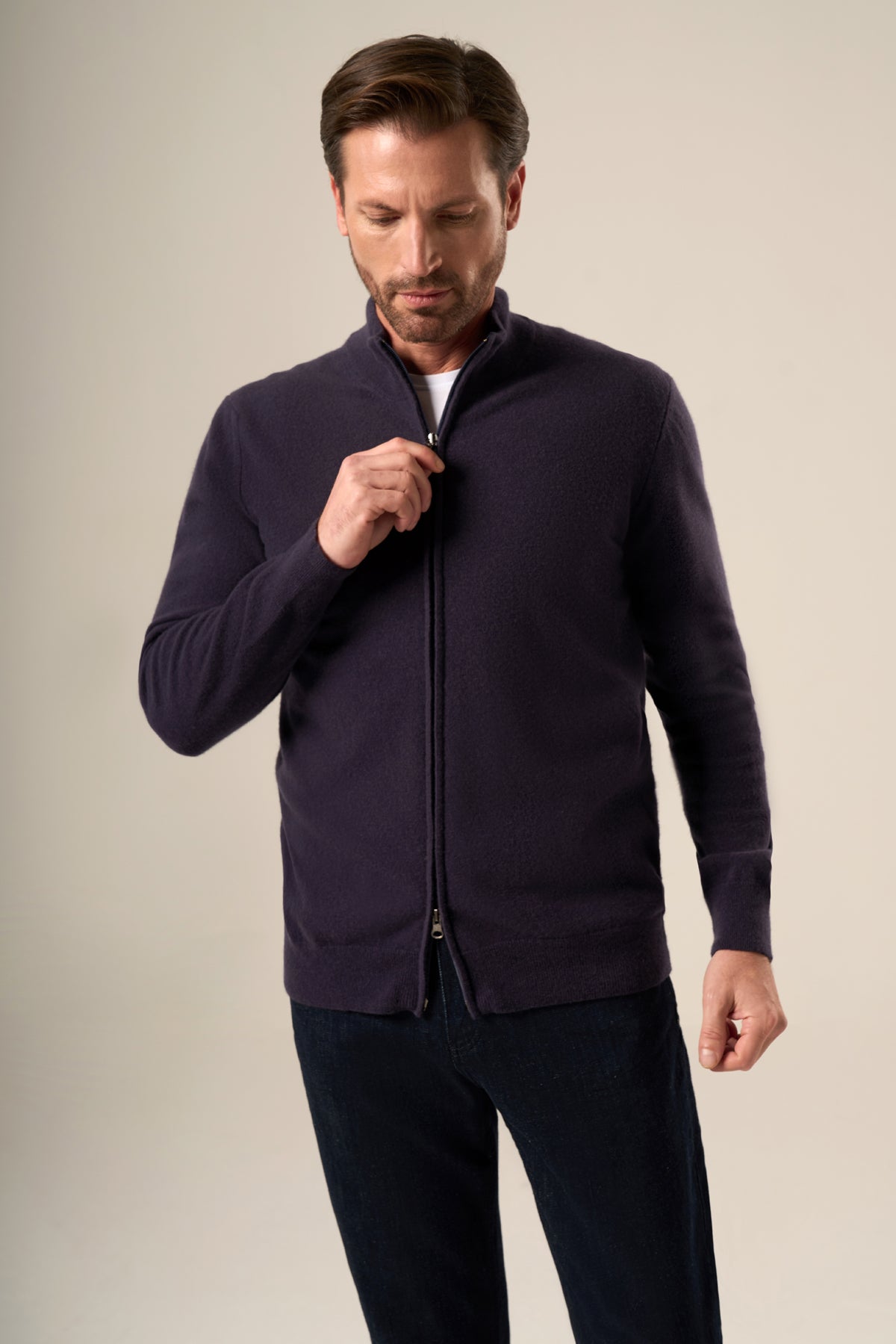 Men’s Wool-Cashmere Zip Cardigan
