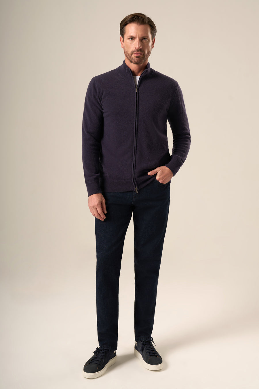 Men’s Wool-Cashmere Zip Cardigan
