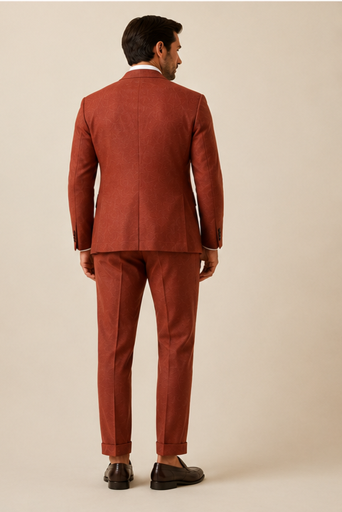 Rust Brown Linen Blend Suit