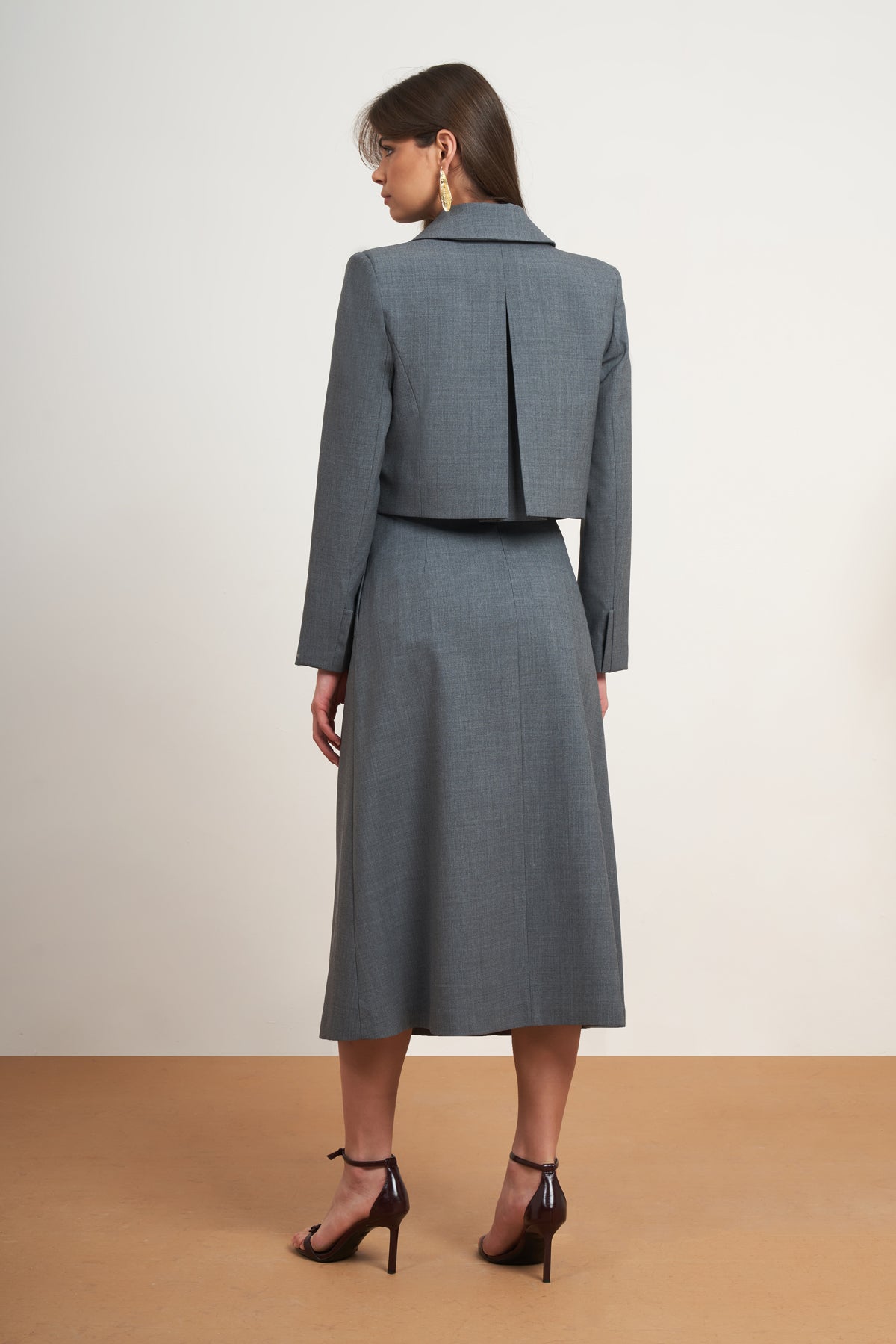 Belted Blazer & Wrap Midi Skirt Set