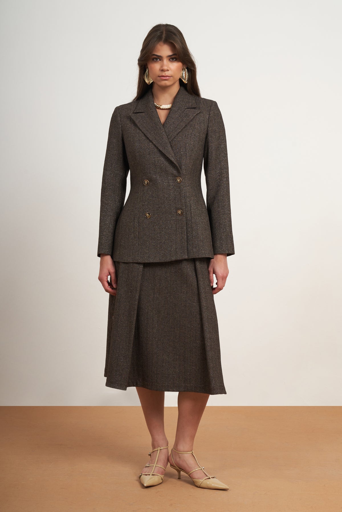 Double Breasted Skirt Suit