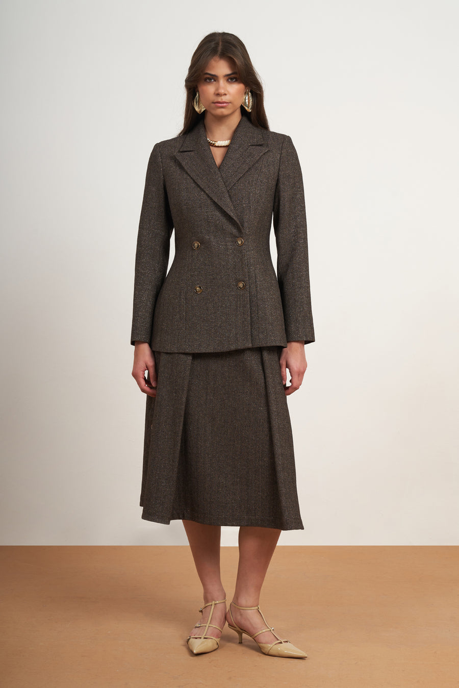 Double Breasted Skirt Suit