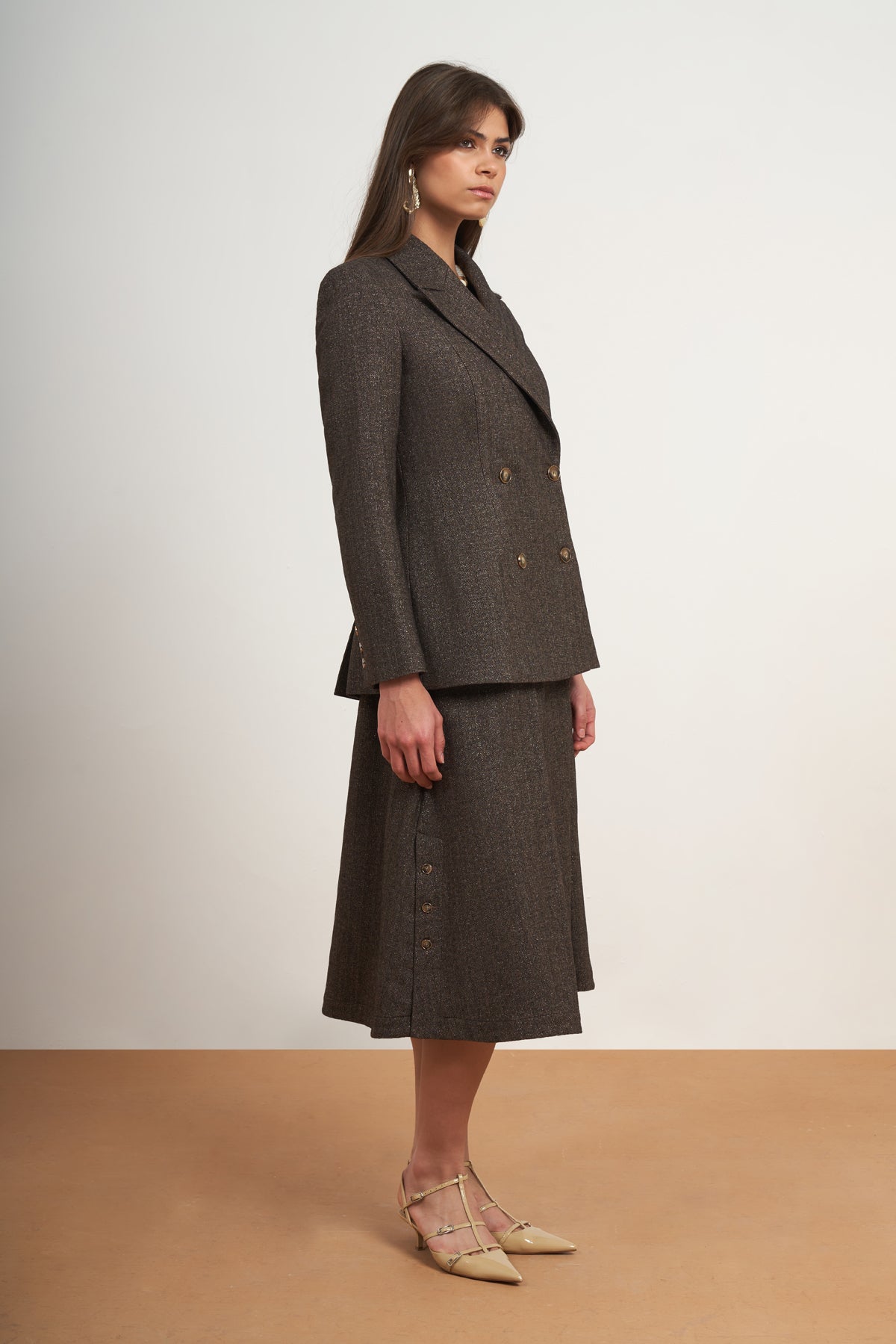 Double Breasted Skirt Suit