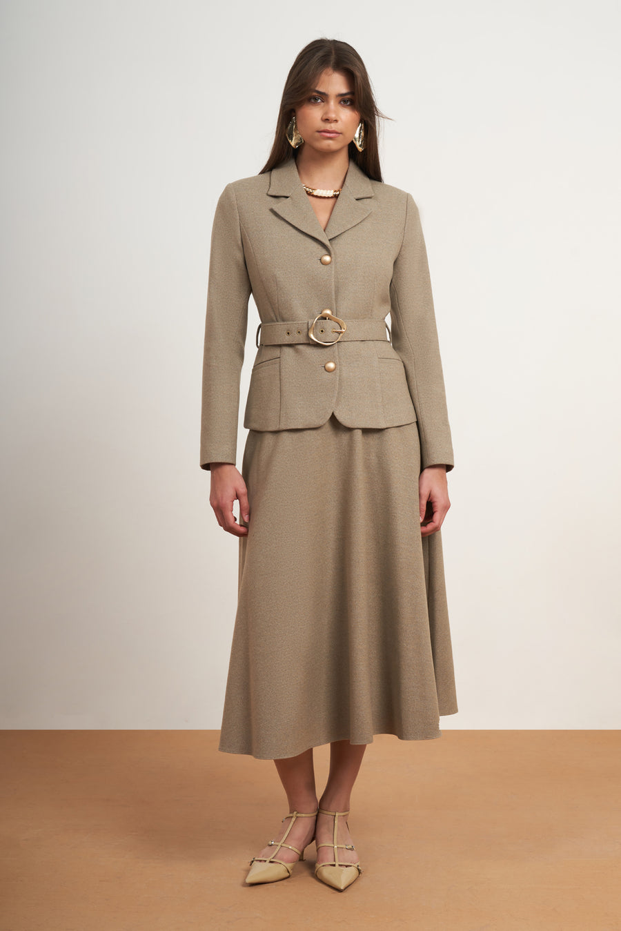 Belted Skirt Suit