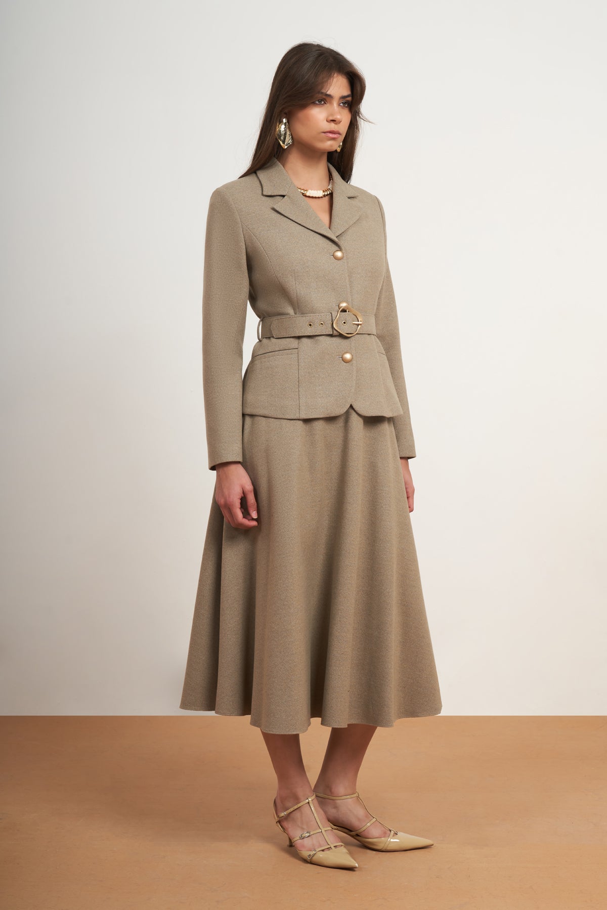 Belted Skirt Suit