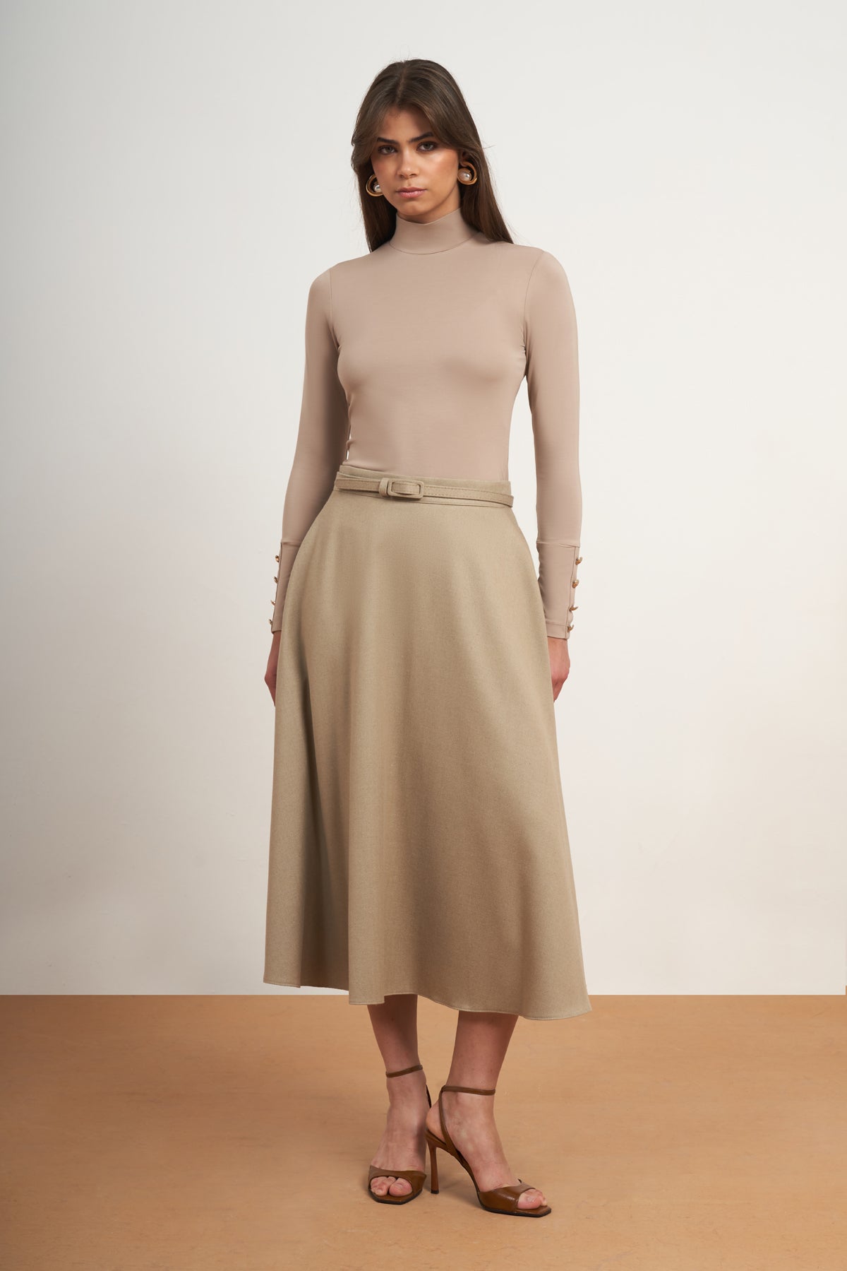A-Line Midi Skirt & Belt