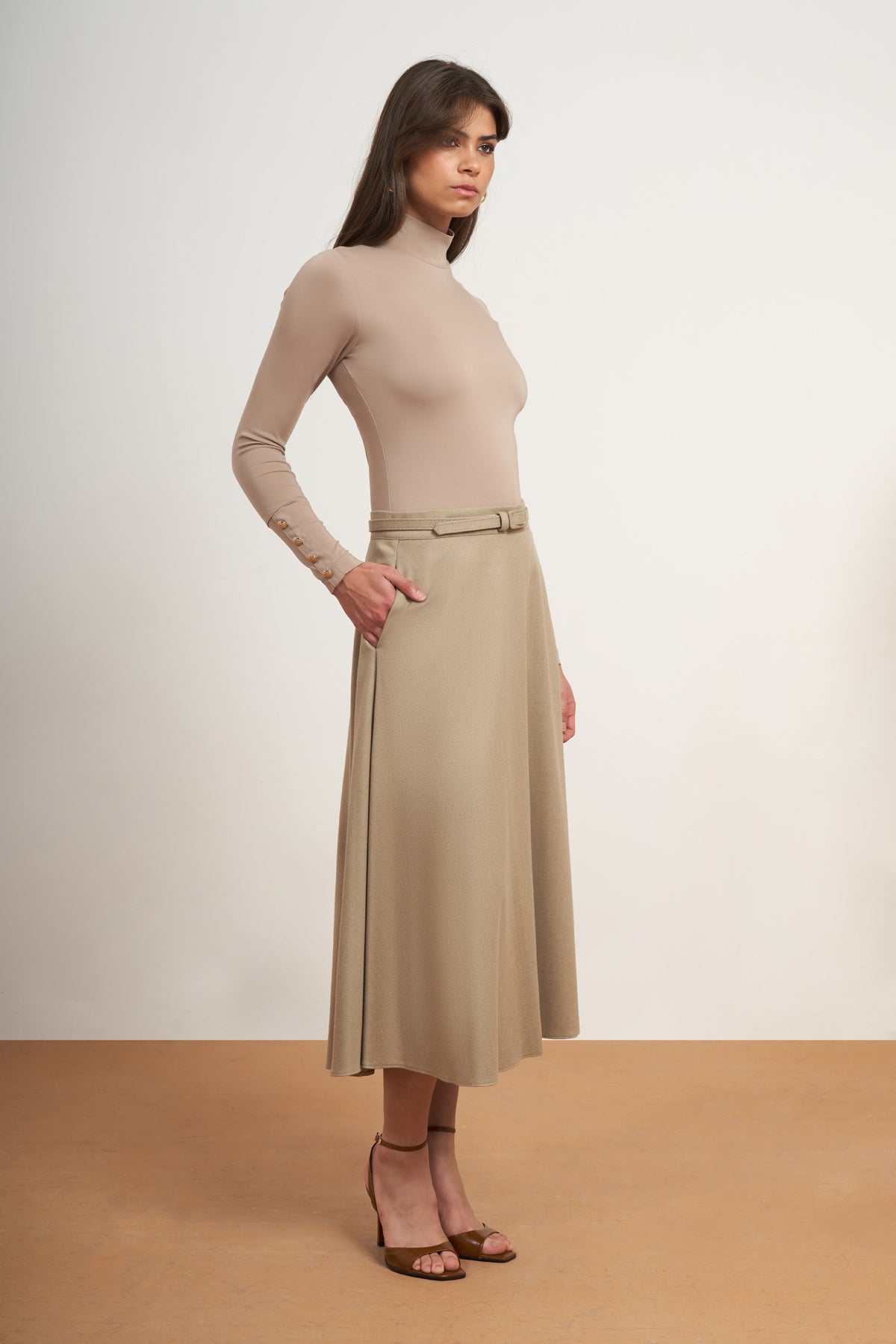 A-Line Midi Skirt & Belt