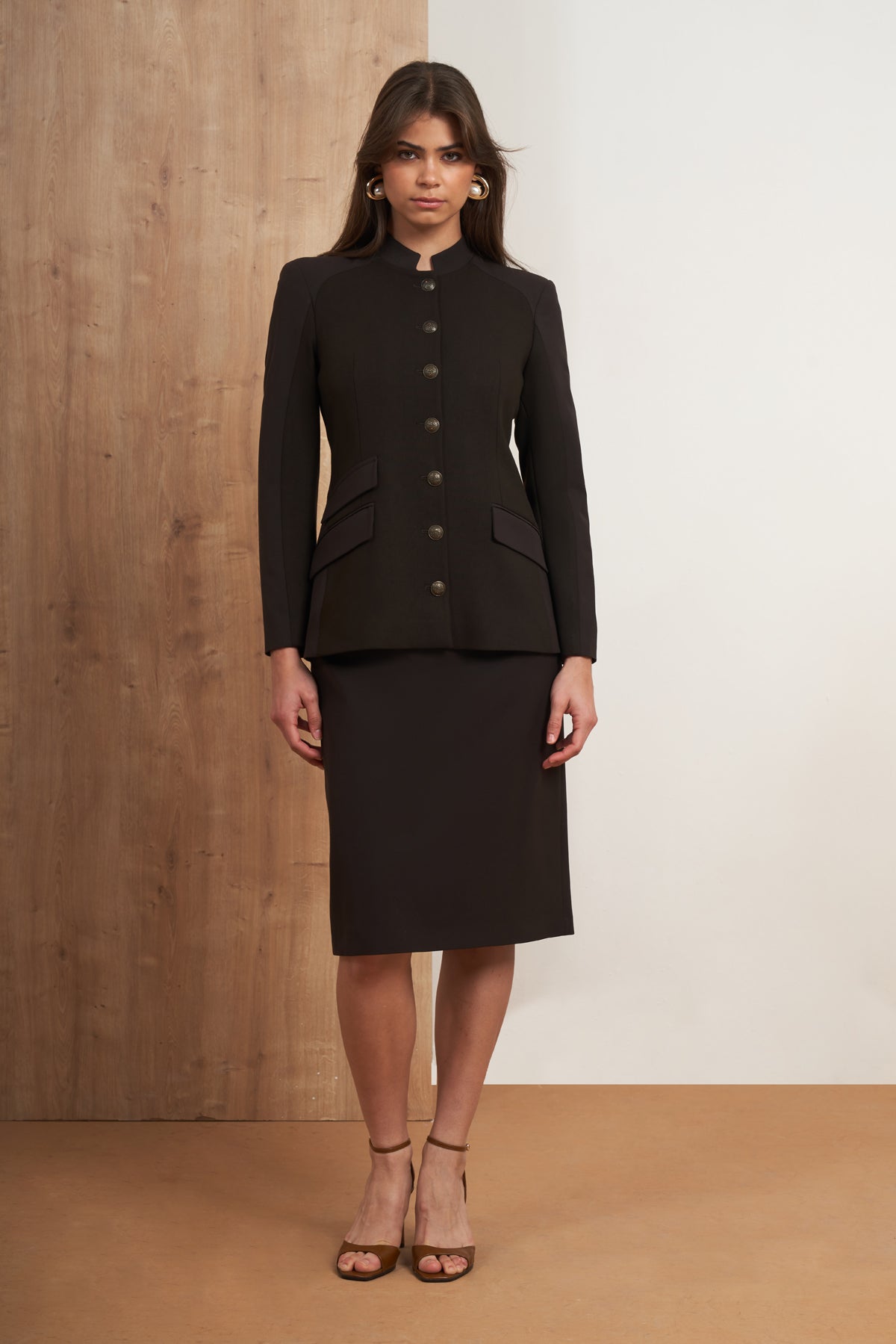 Button Skirt Suit