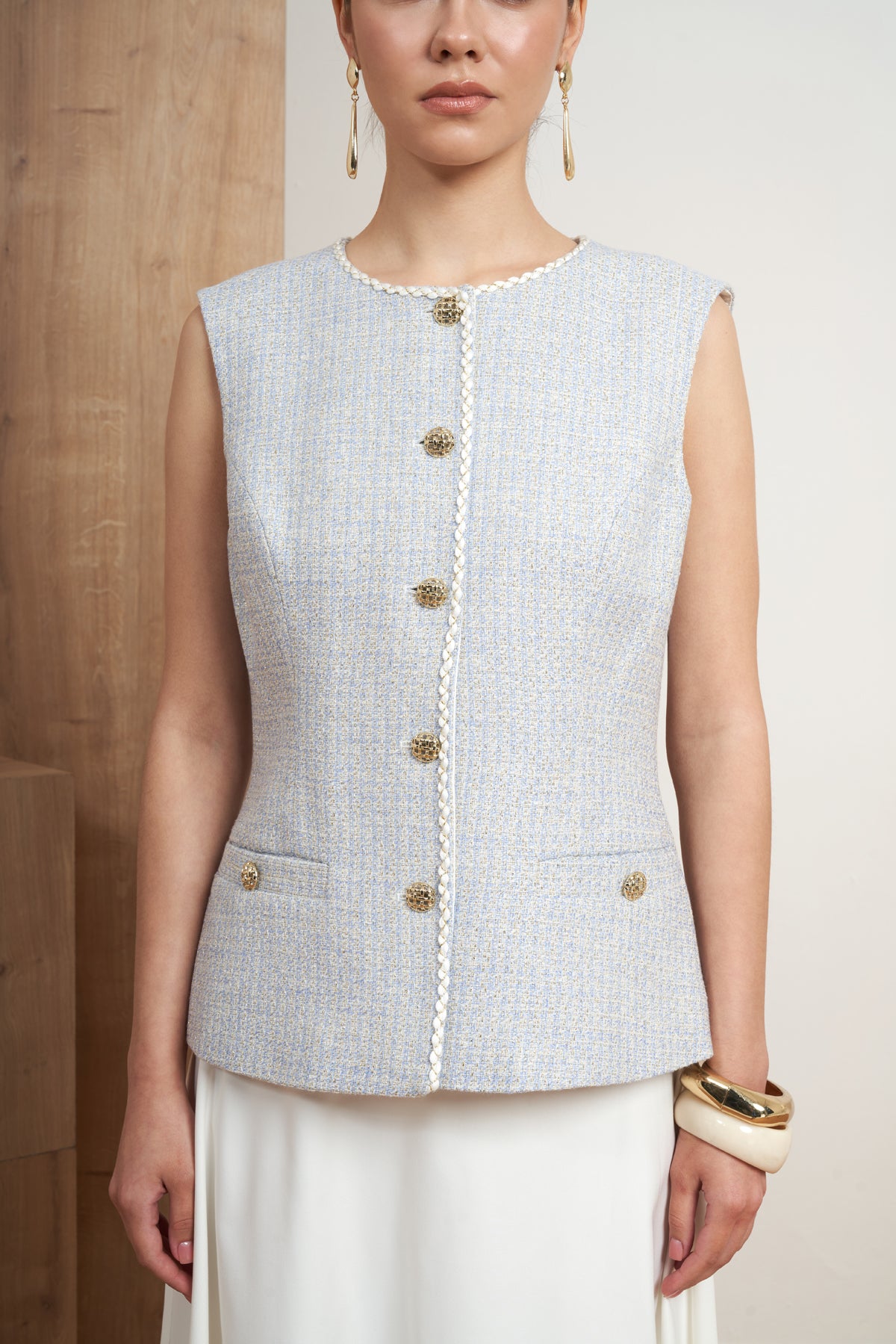 Tweed Vest Skirt Set