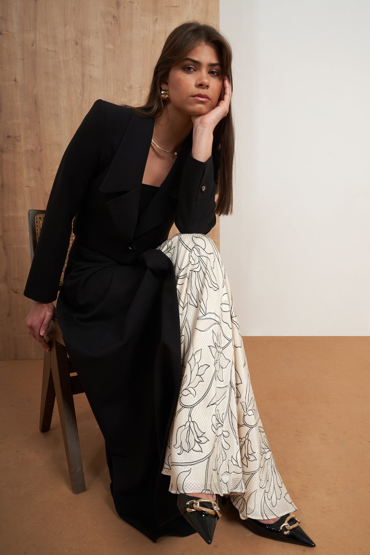 Floral Panel Maxi Skirt
