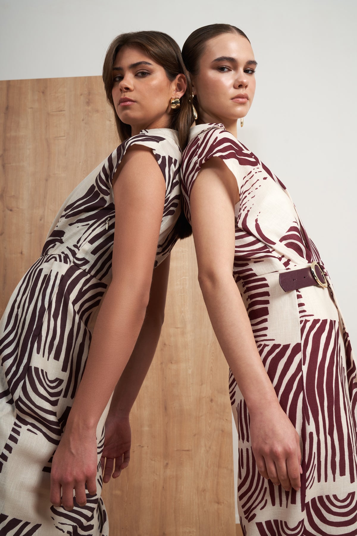 Abstract Belted Midi Dress