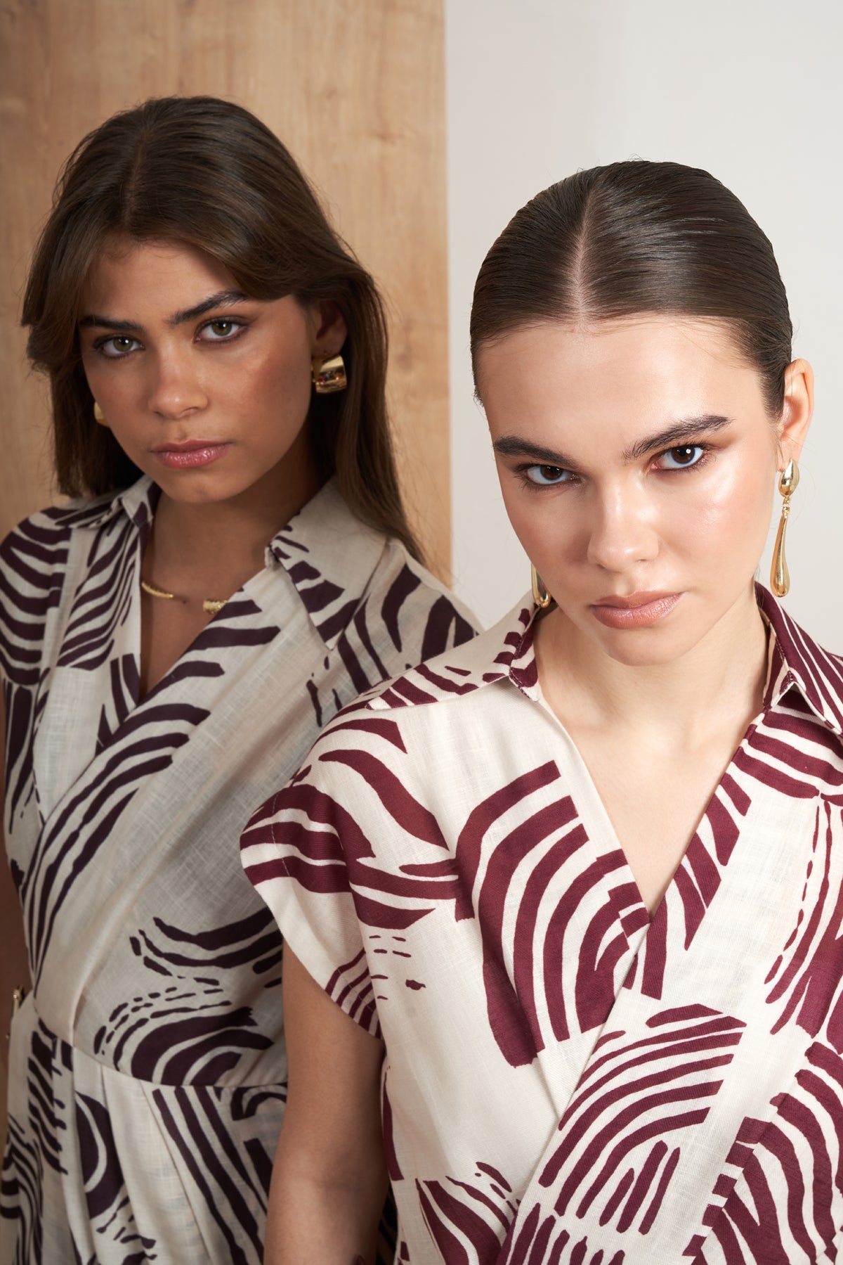 Abstract Belted Midi Dress