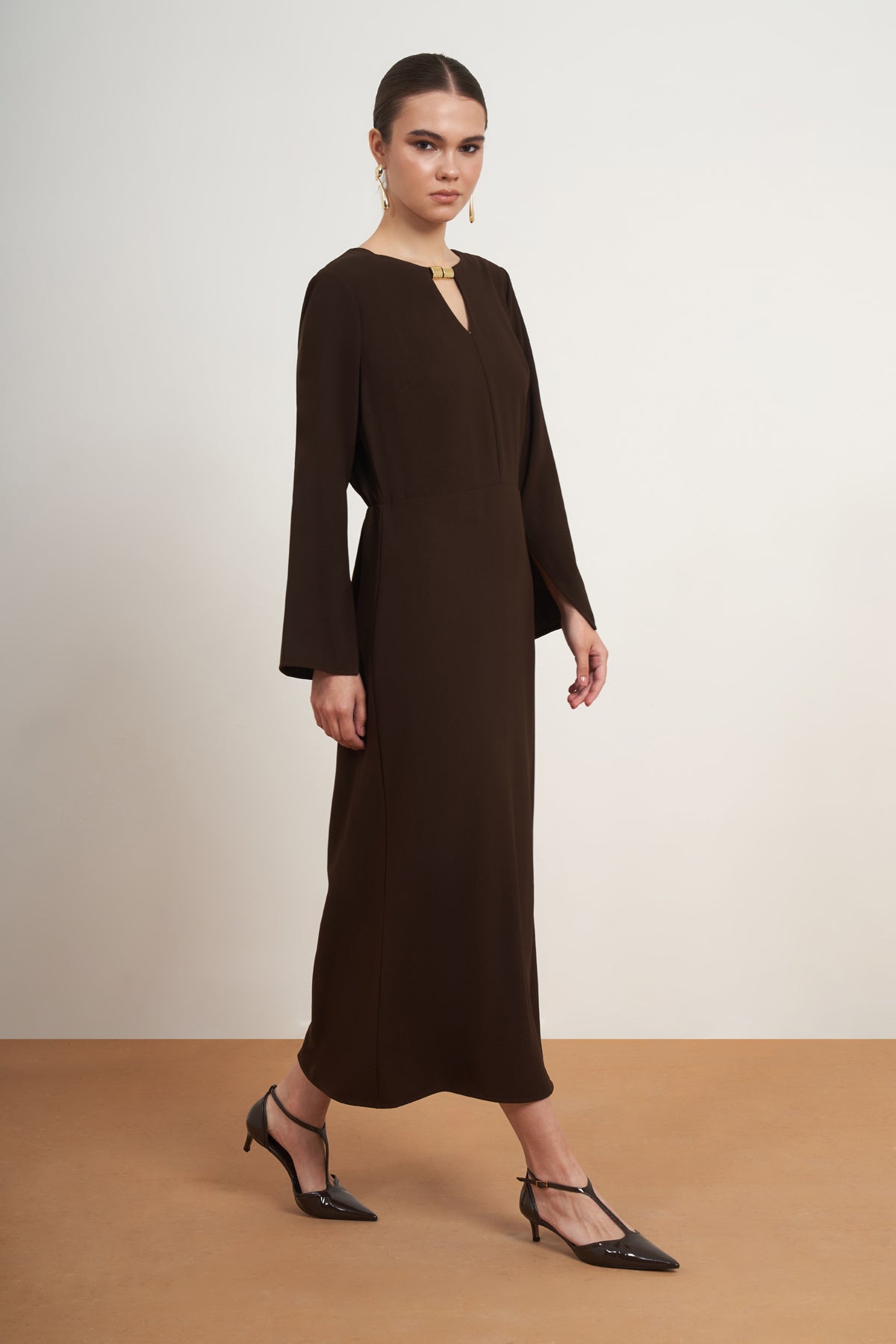 Gold Detail Midi Dress