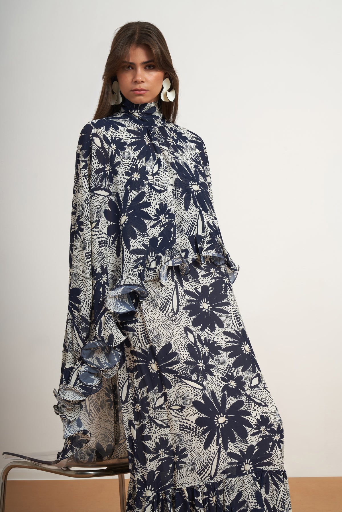 Floral Cape Maxi Dress