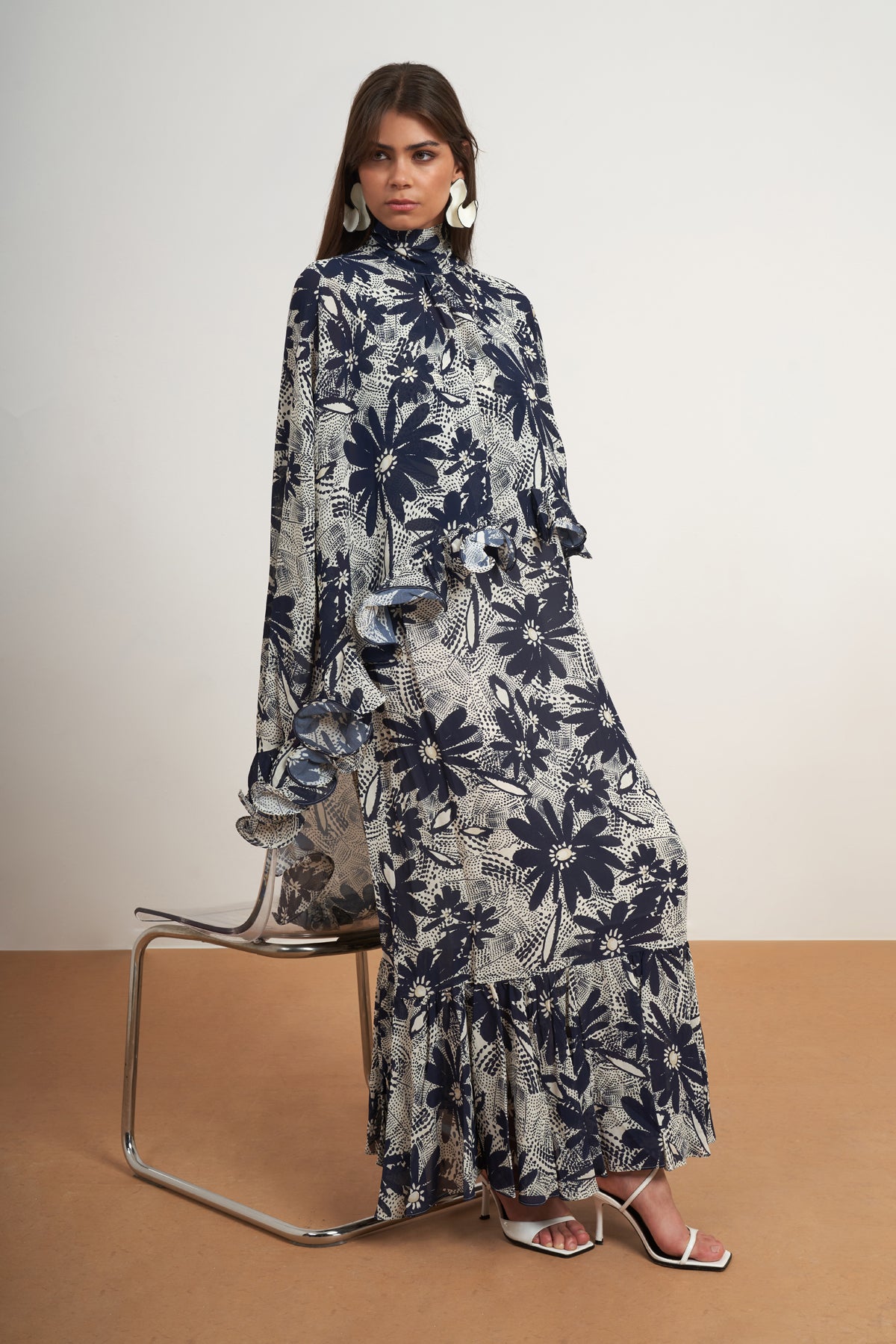 Floral Cape Maxi Dress