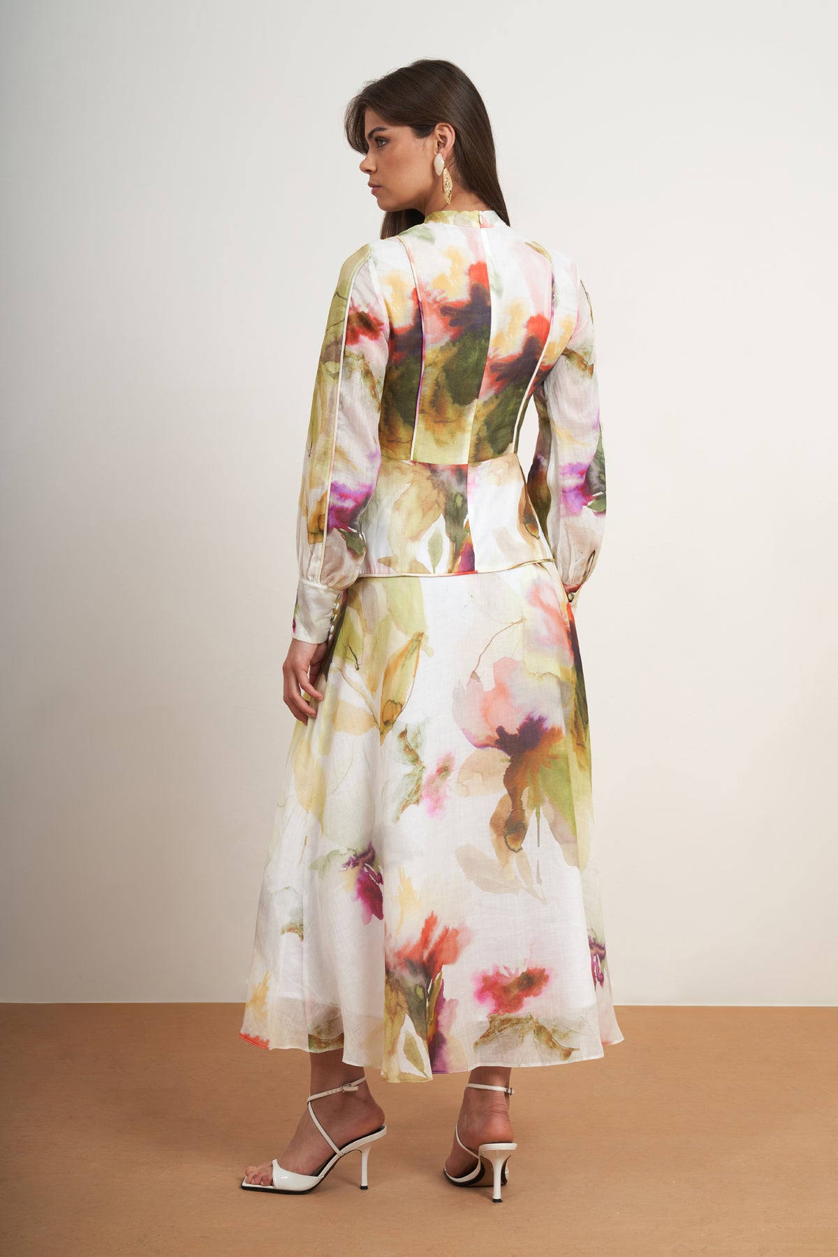 Watercolor Floral Button Dress