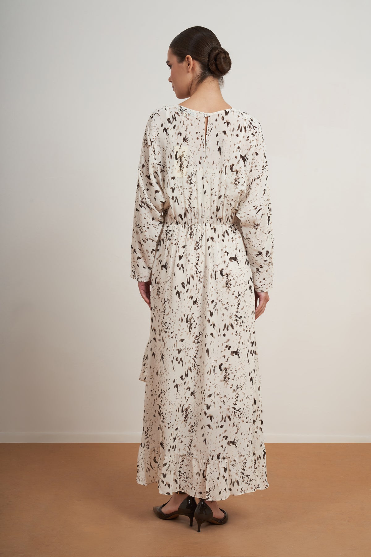 Abstract Ruffle Midi Dress