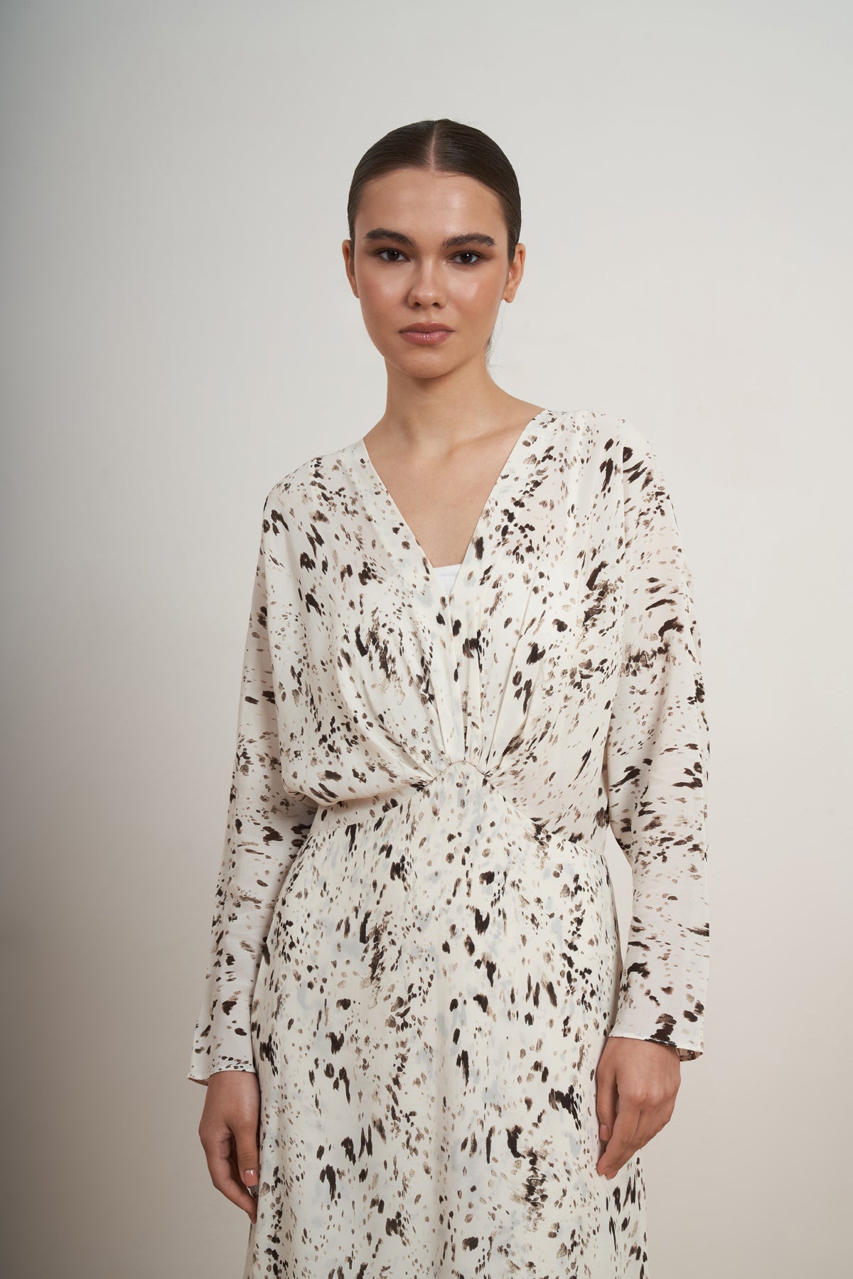 Abstract Ruffle Midi Dress