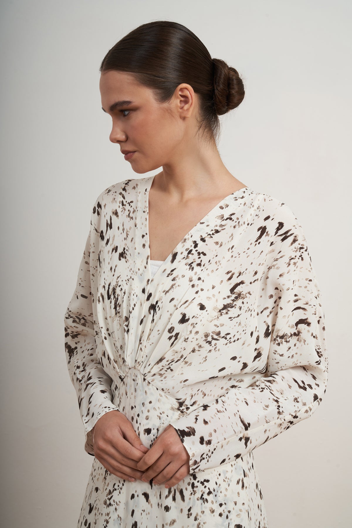 Abstract Ruffle Midi Dress