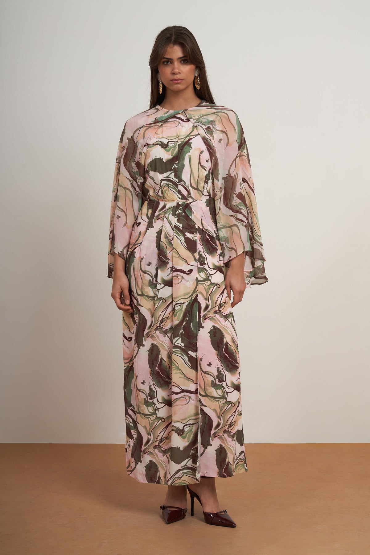 Blush Abstract Cape Dress