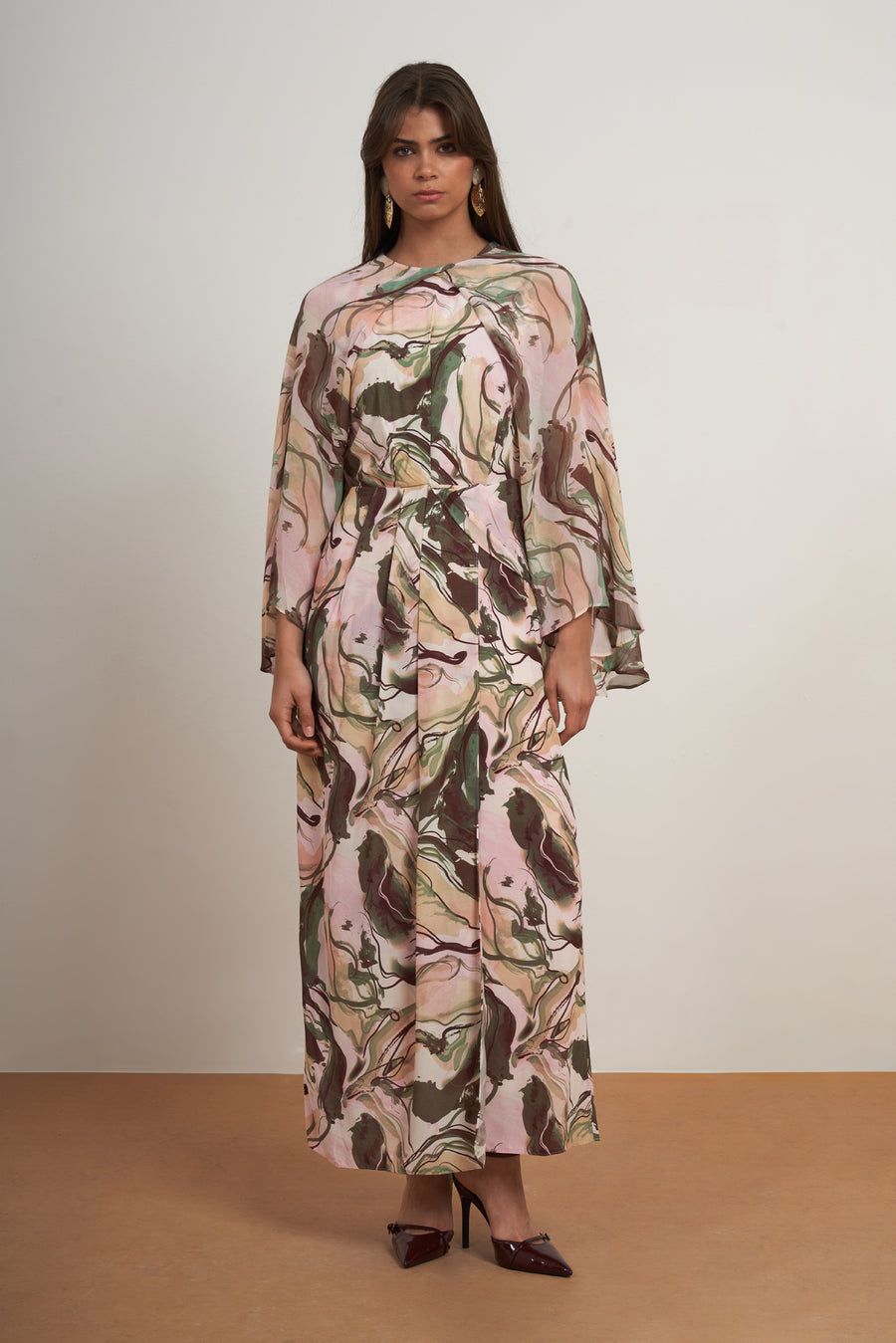Blush Abstract Cape Dress