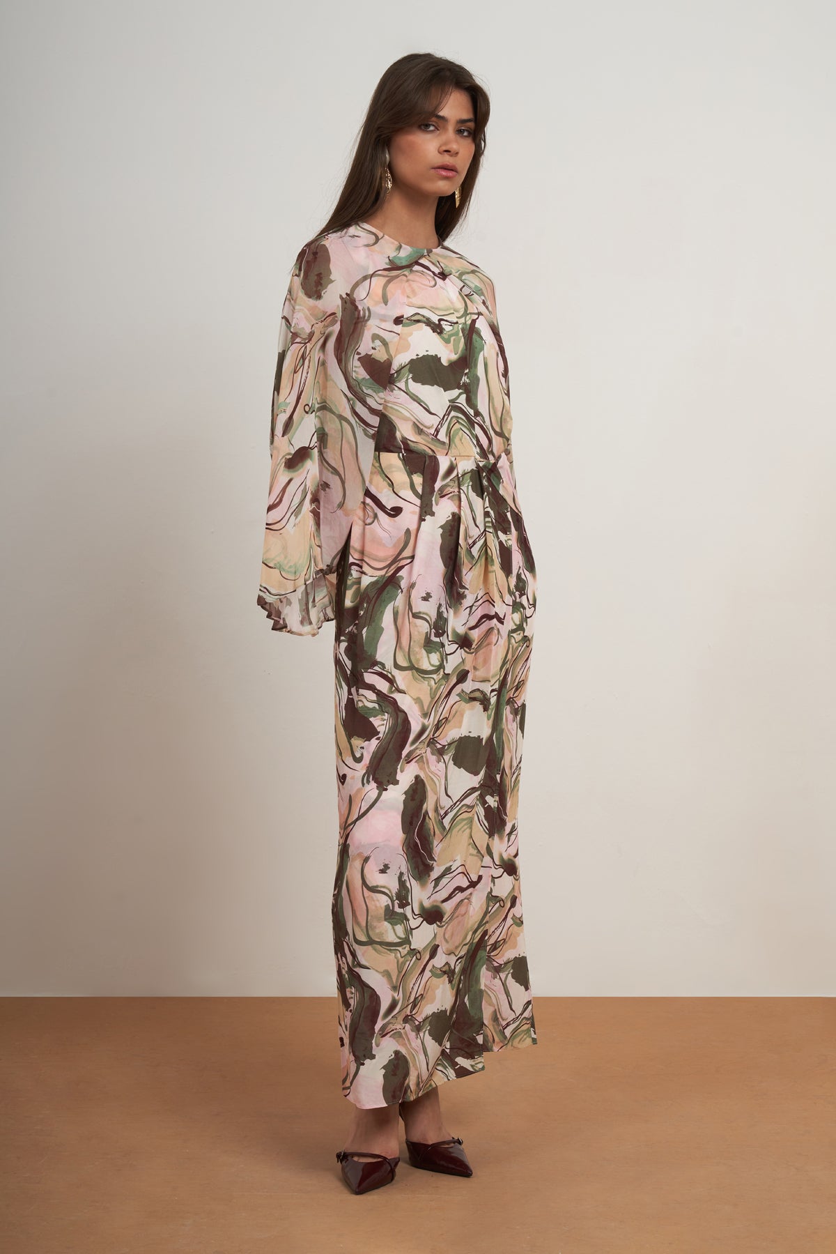 Blush Abstract Cape Dress
