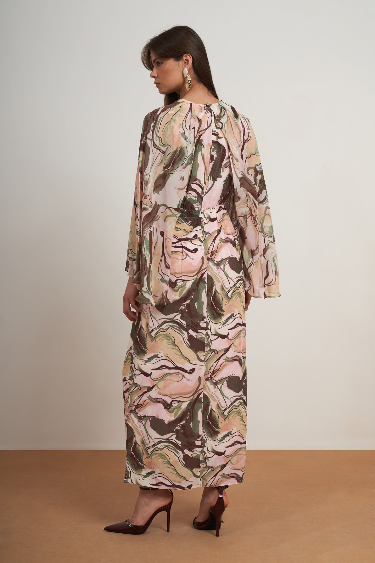 Blush Abstract Cape Dress