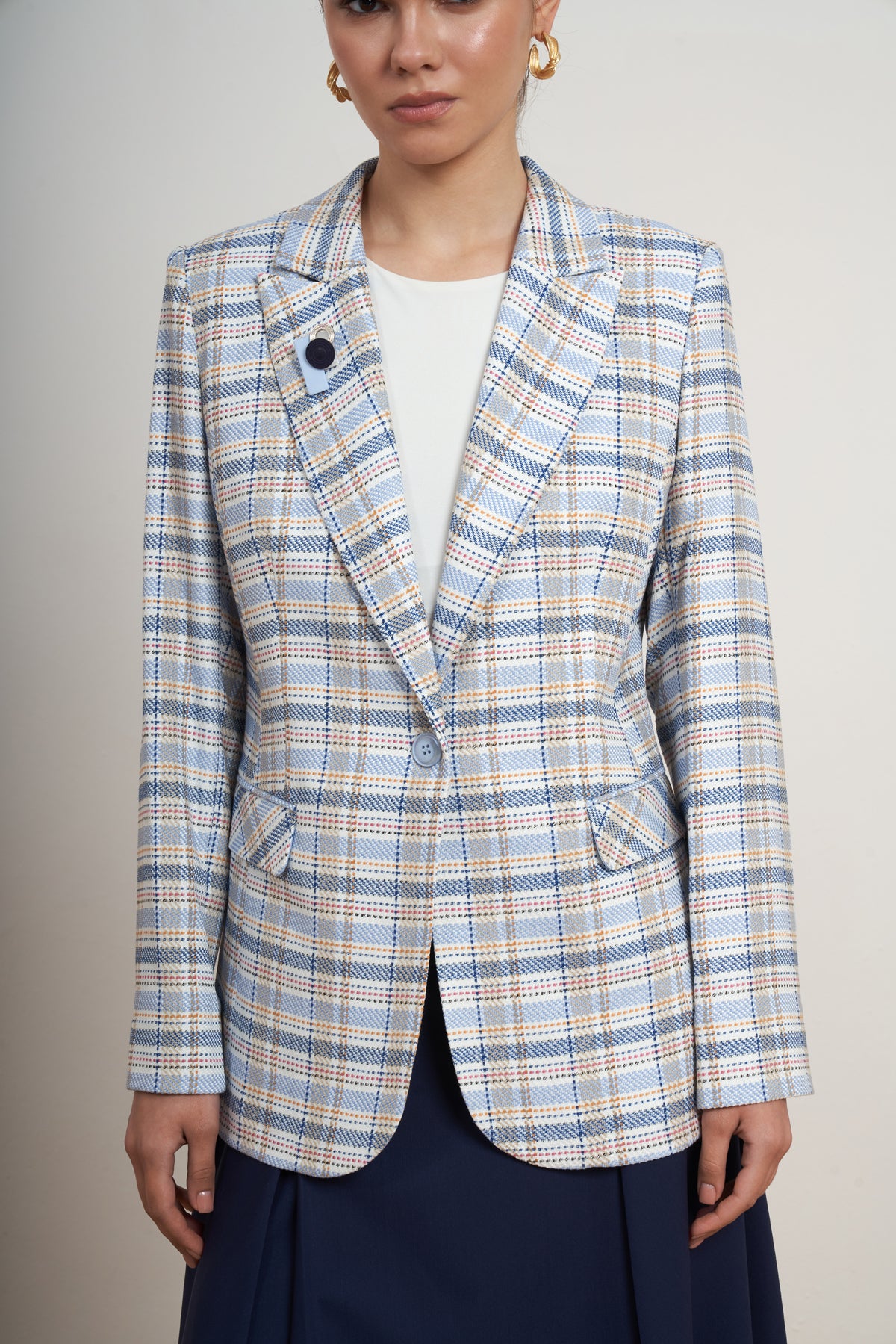 Classic Plaid Tailored Blazer