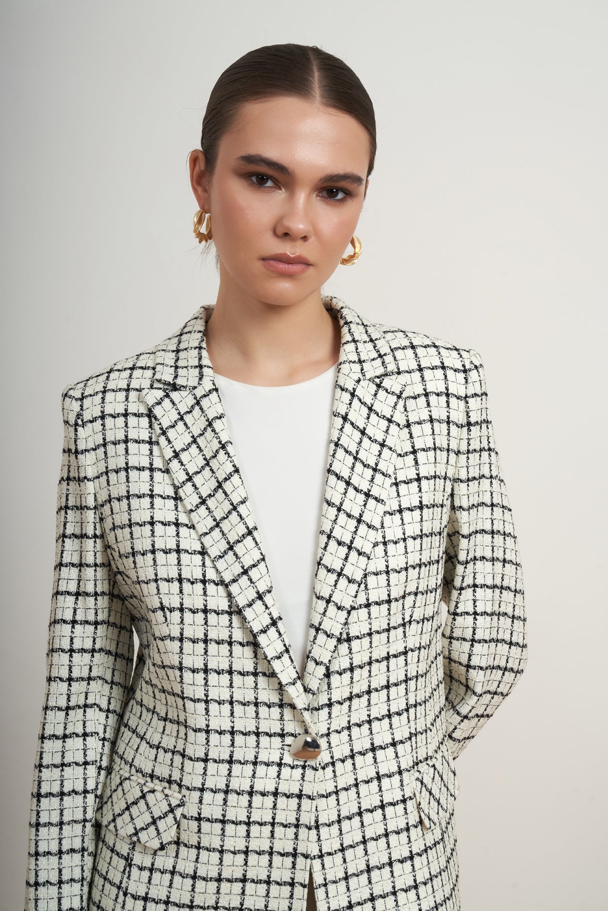 Classic Textured Check Blazer