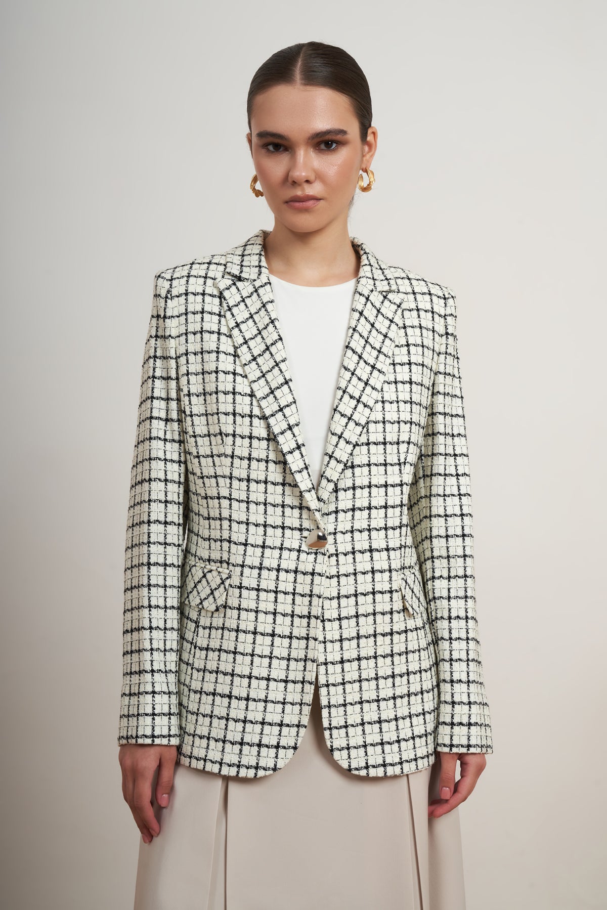 Classic Textured Check Blazer