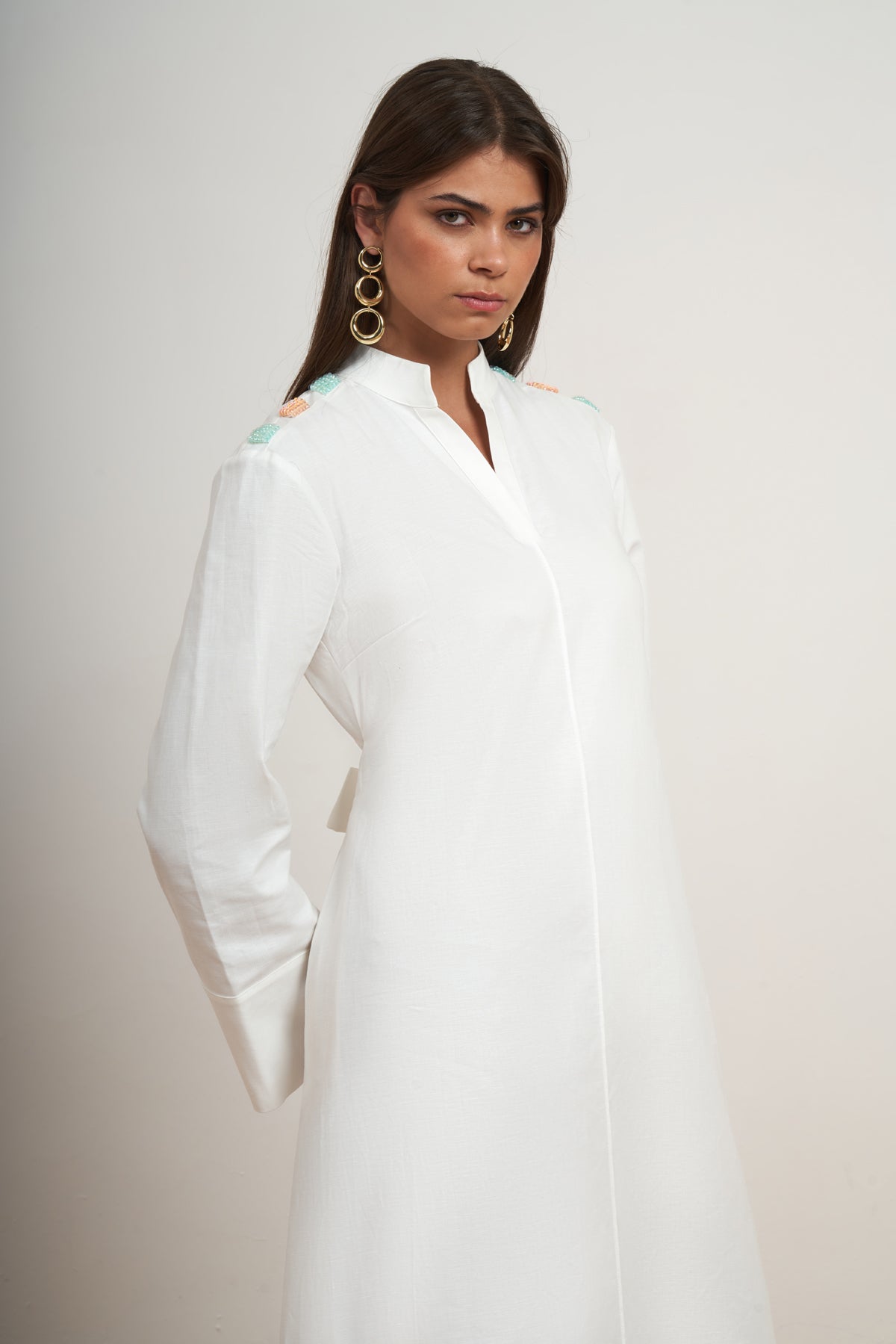 Embellished Shoulder Maxi Dress