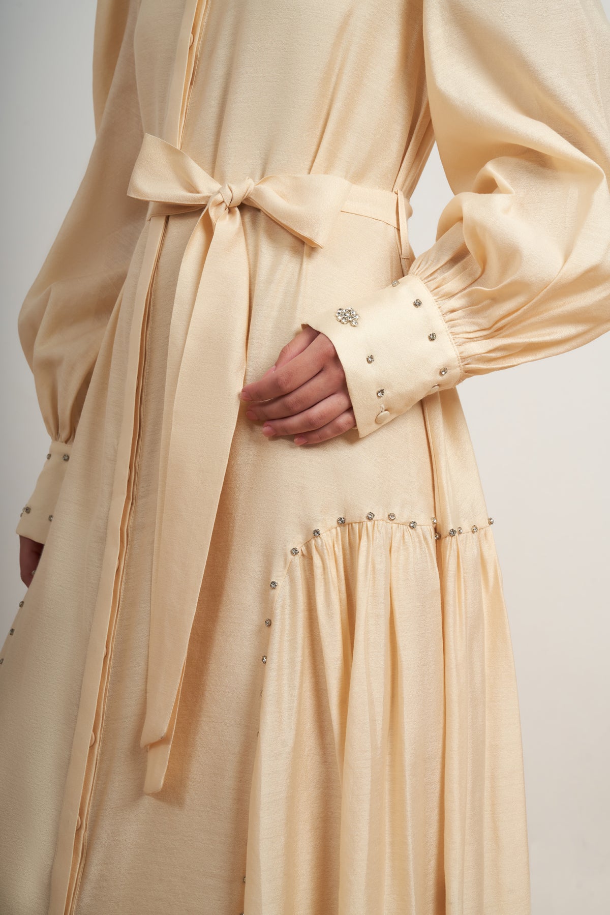 Embellished Belted Maxi Dress