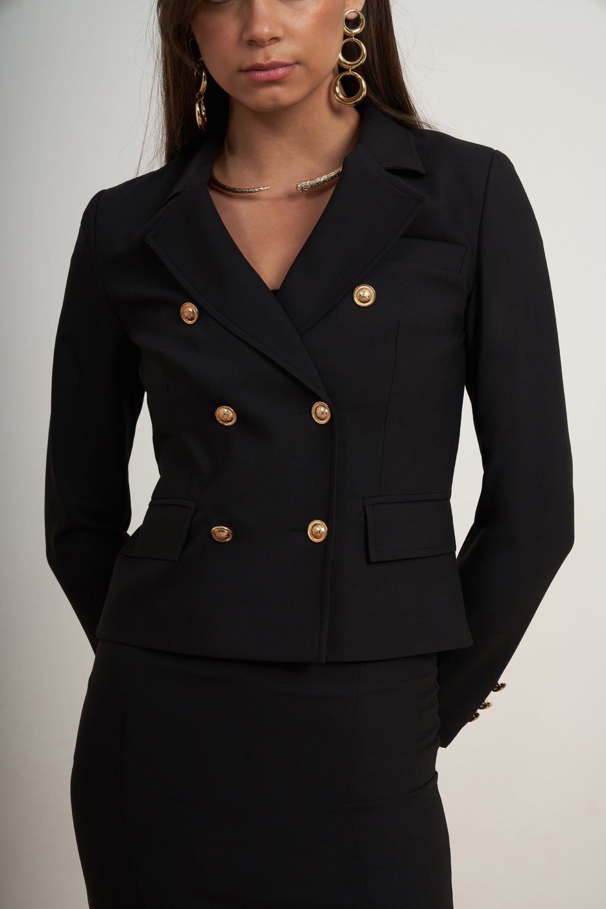 Signature Double-Breasted Skirt Suit