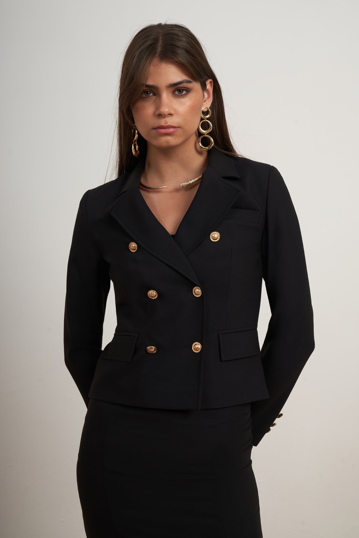Signature Double-Breasted Skirt Suit