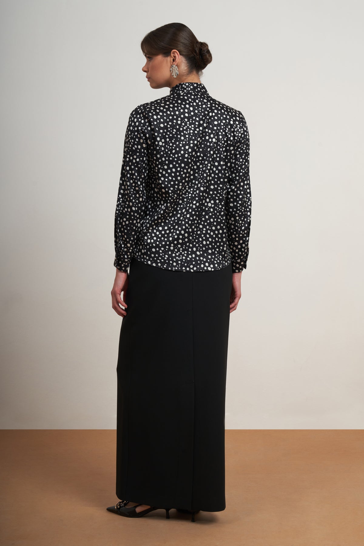Polka Dot Tie-Neck Blouse