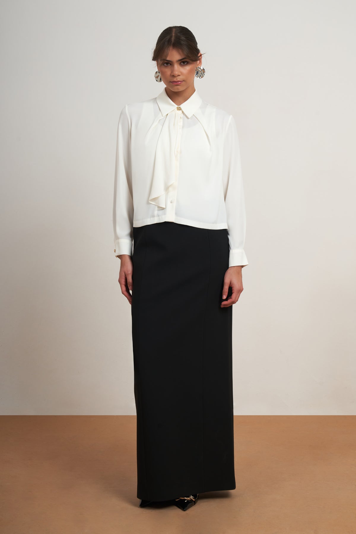 Tie Neck Collared Blouse