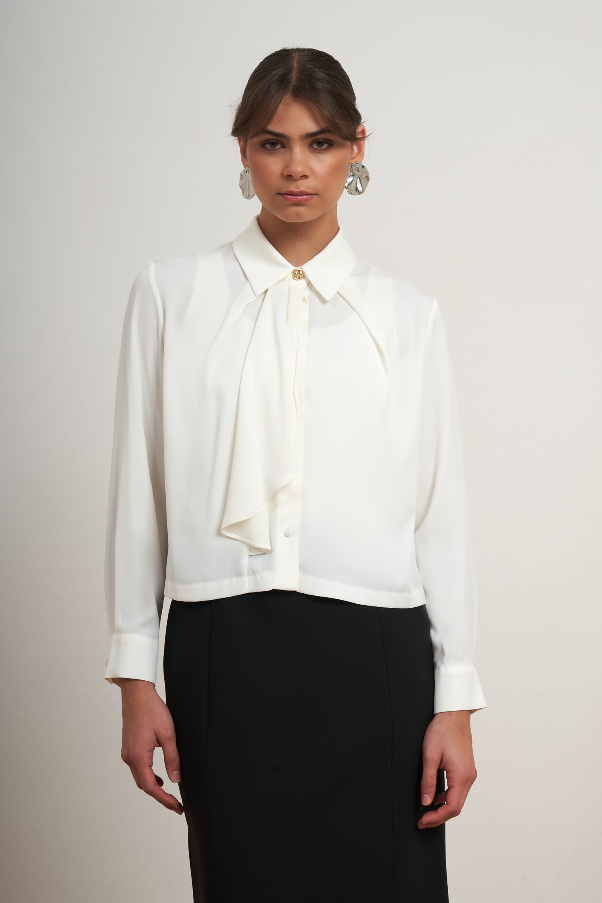 Tie Neck Collared Blouse