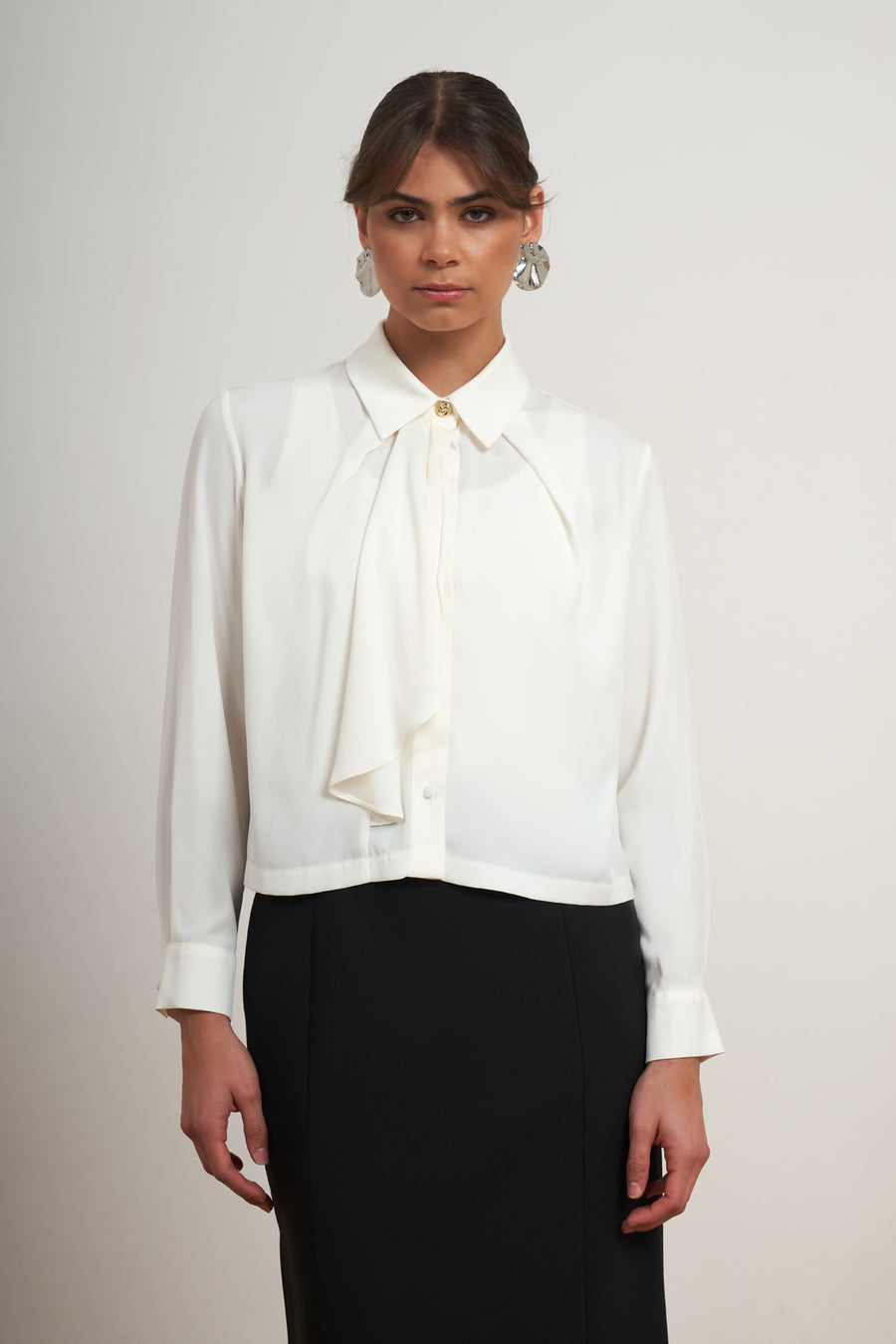 Tie Neck Collared Blouse