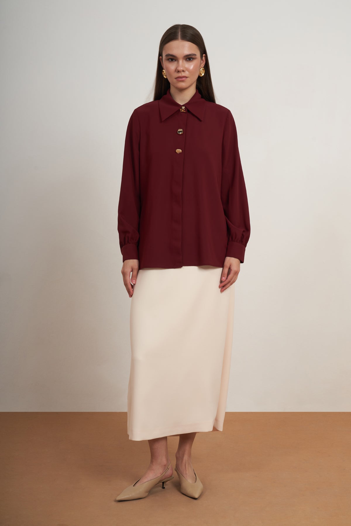 Gold Button Classic Blouse